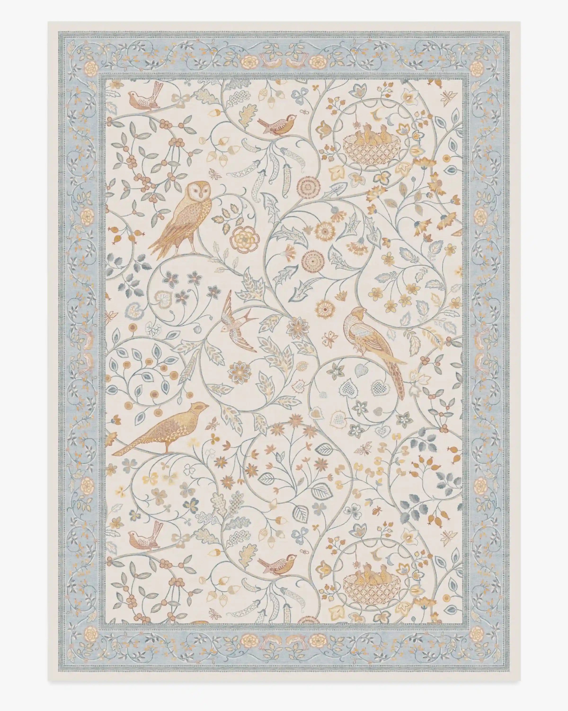 Newill Ivory & Blue Rug by Morris & Co.