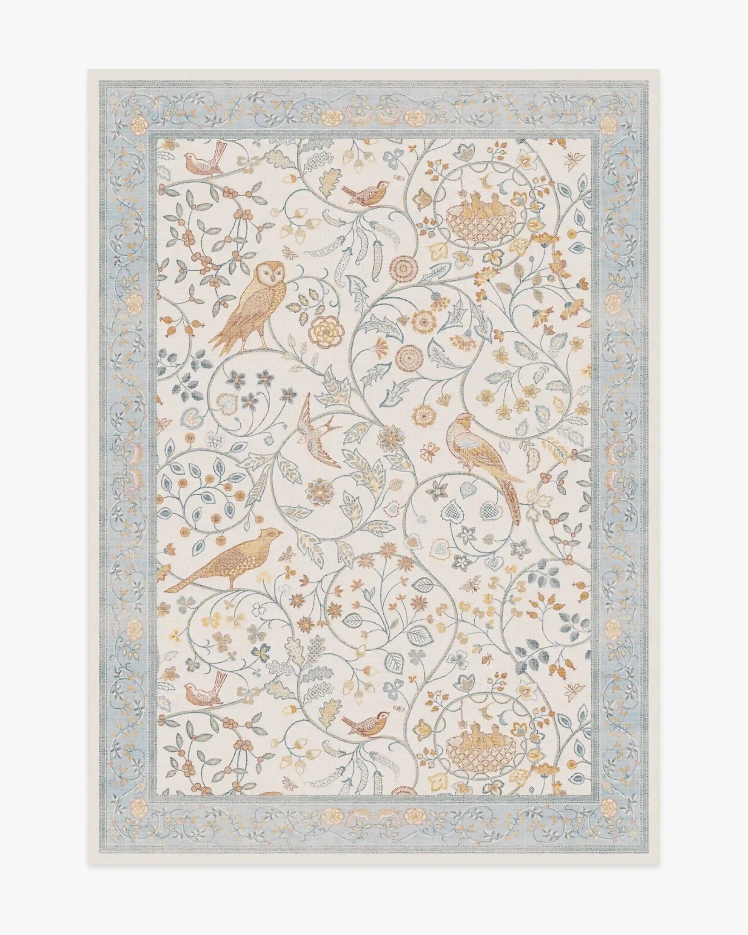 Newill Ivory & Blue Rug by Morris & Co.