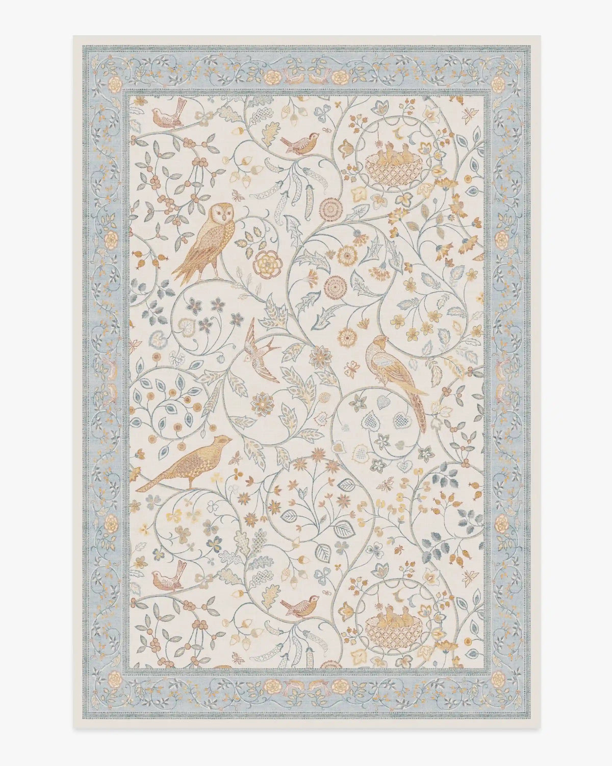 Newill Ivory & Blue Rug by Morris & Co.