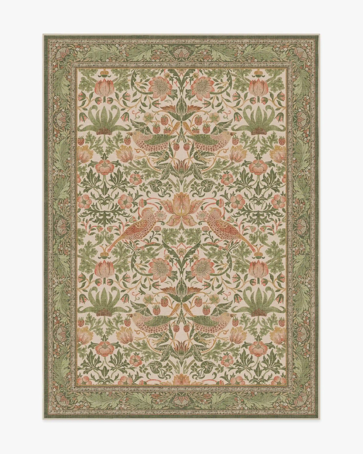 Strawberry Thief Sage & Rose Rug by Morris & Co.