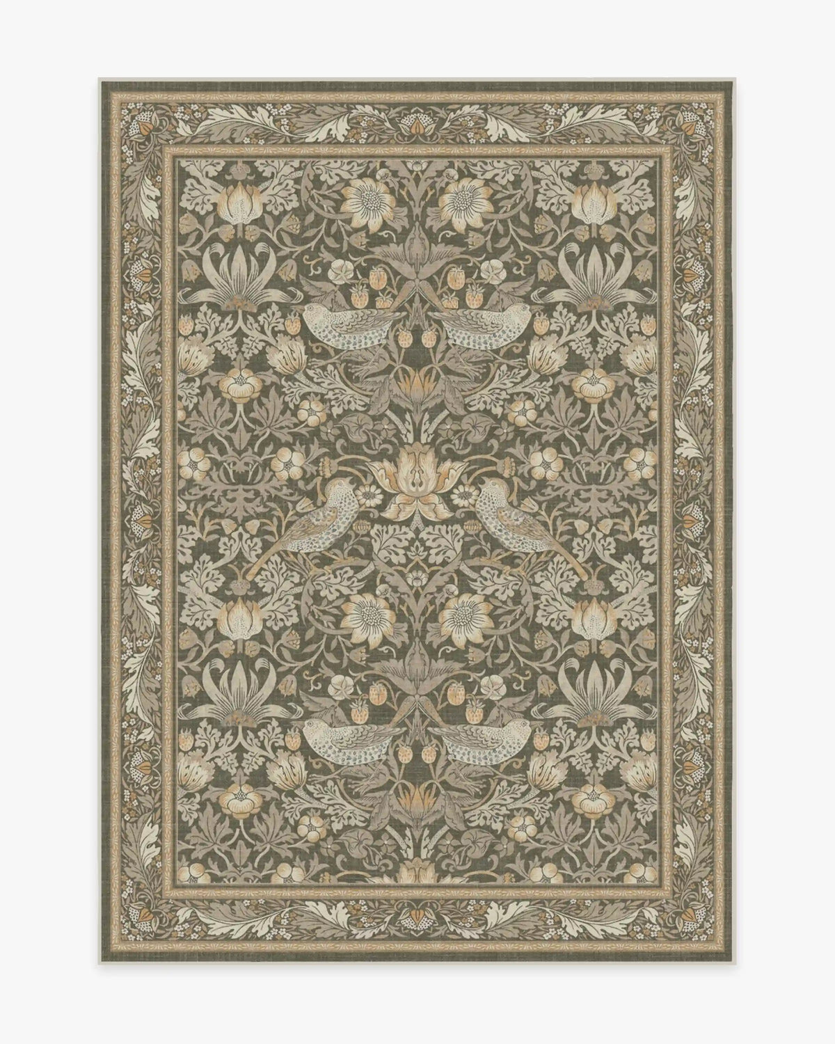Strawberry Thief Stone Gold Rug by Morris & Co.