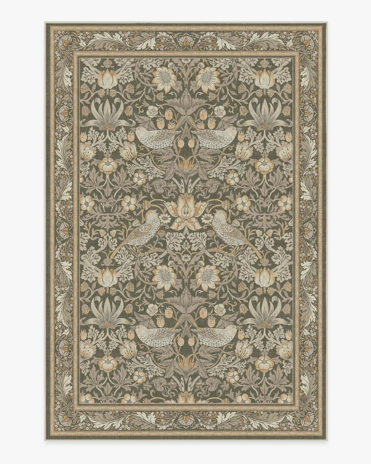 Strawberry Thief Stone Gold Rug by Morris & Co.