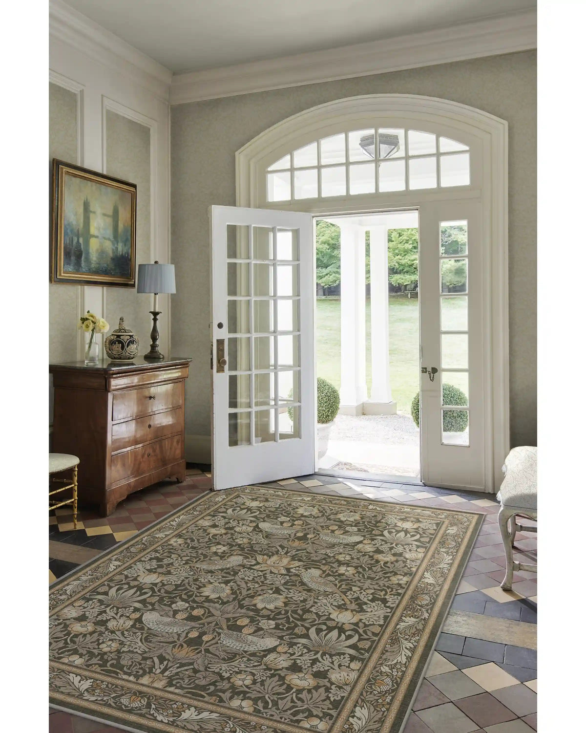 Strawberry Thief Stone Gold Rug by Morris & Co.