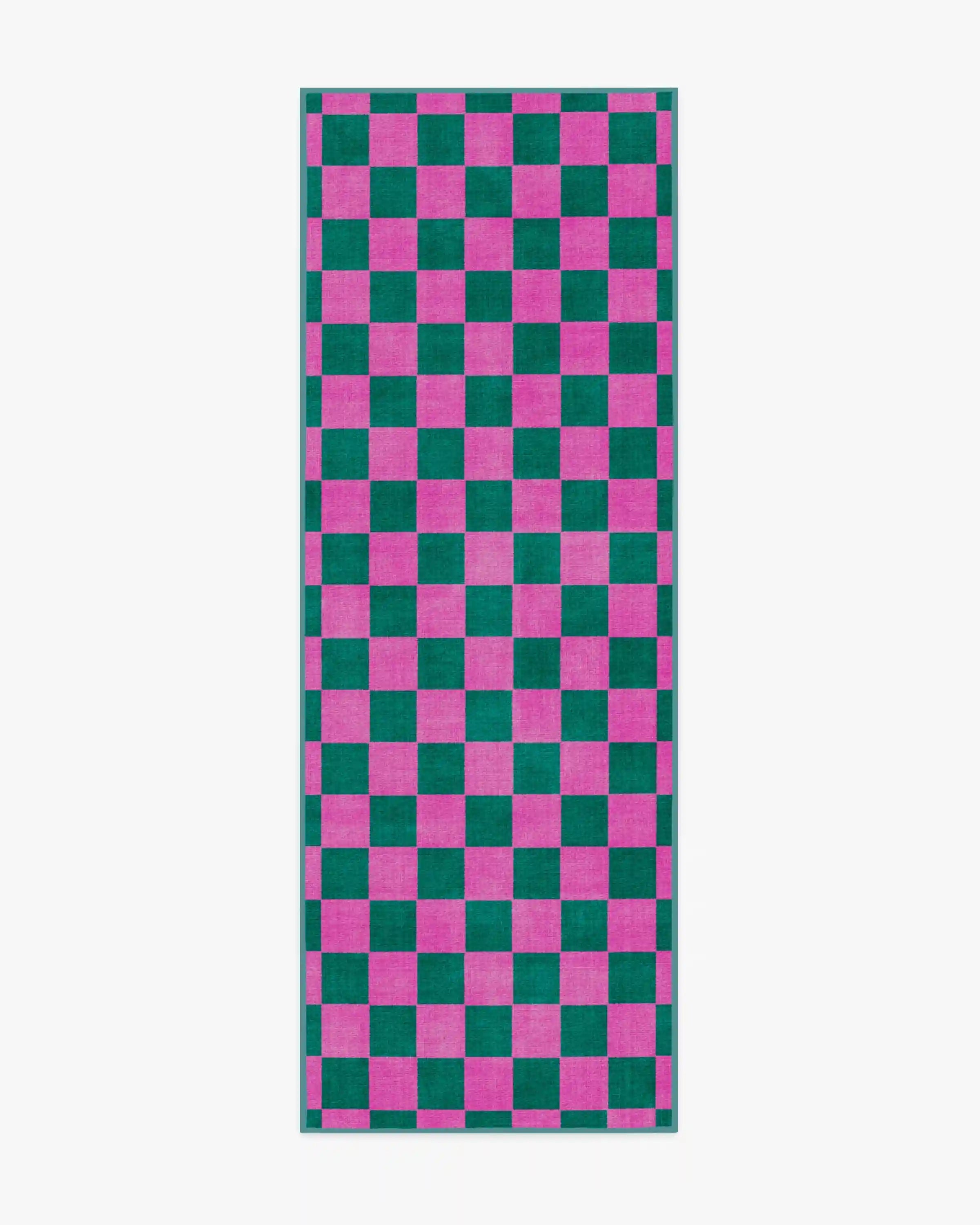 Nonna's Checkerboard Green & Lavender Rug by Dan Pelosi