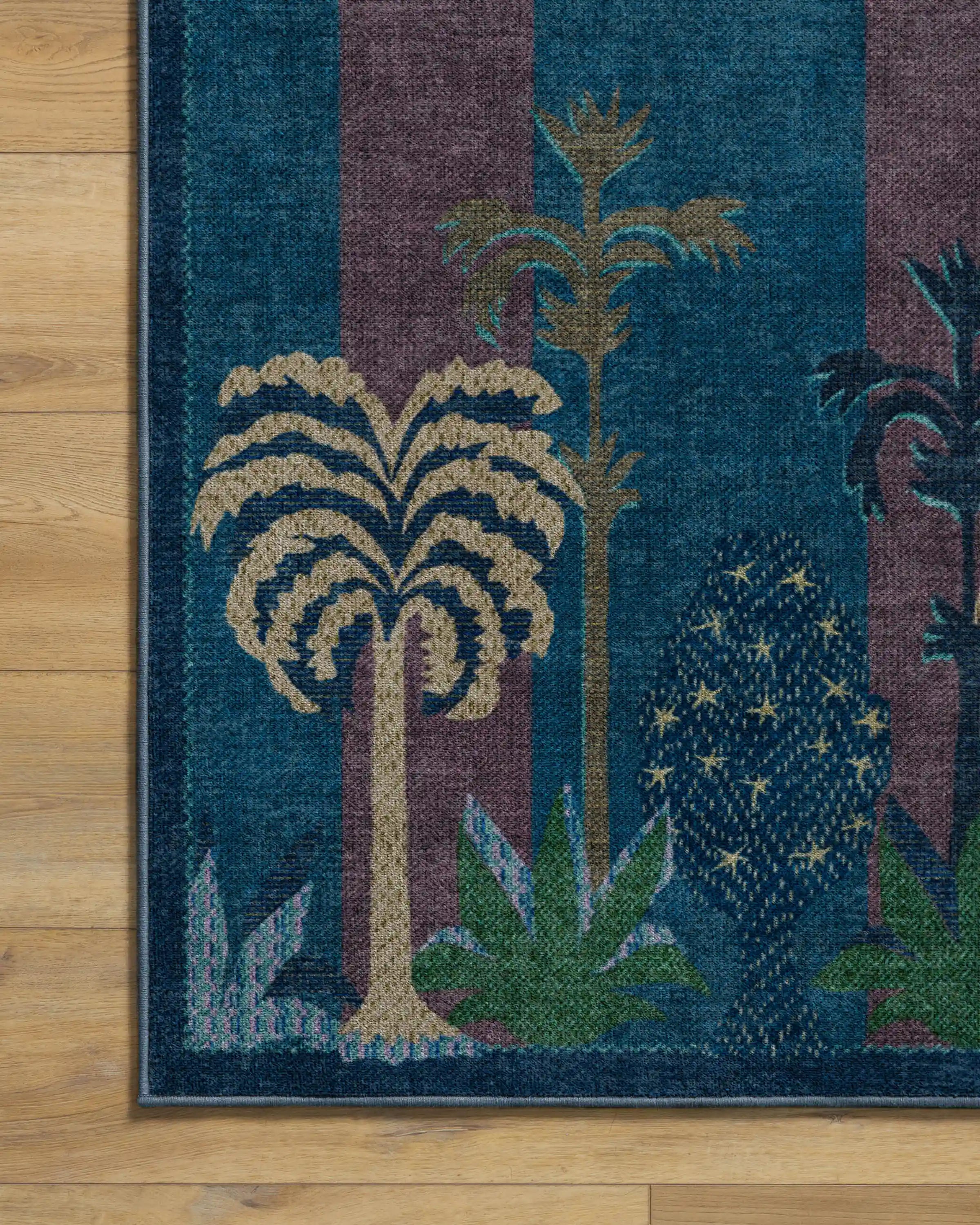 Palmistry Pinstripe Blue Rug by Jungalow