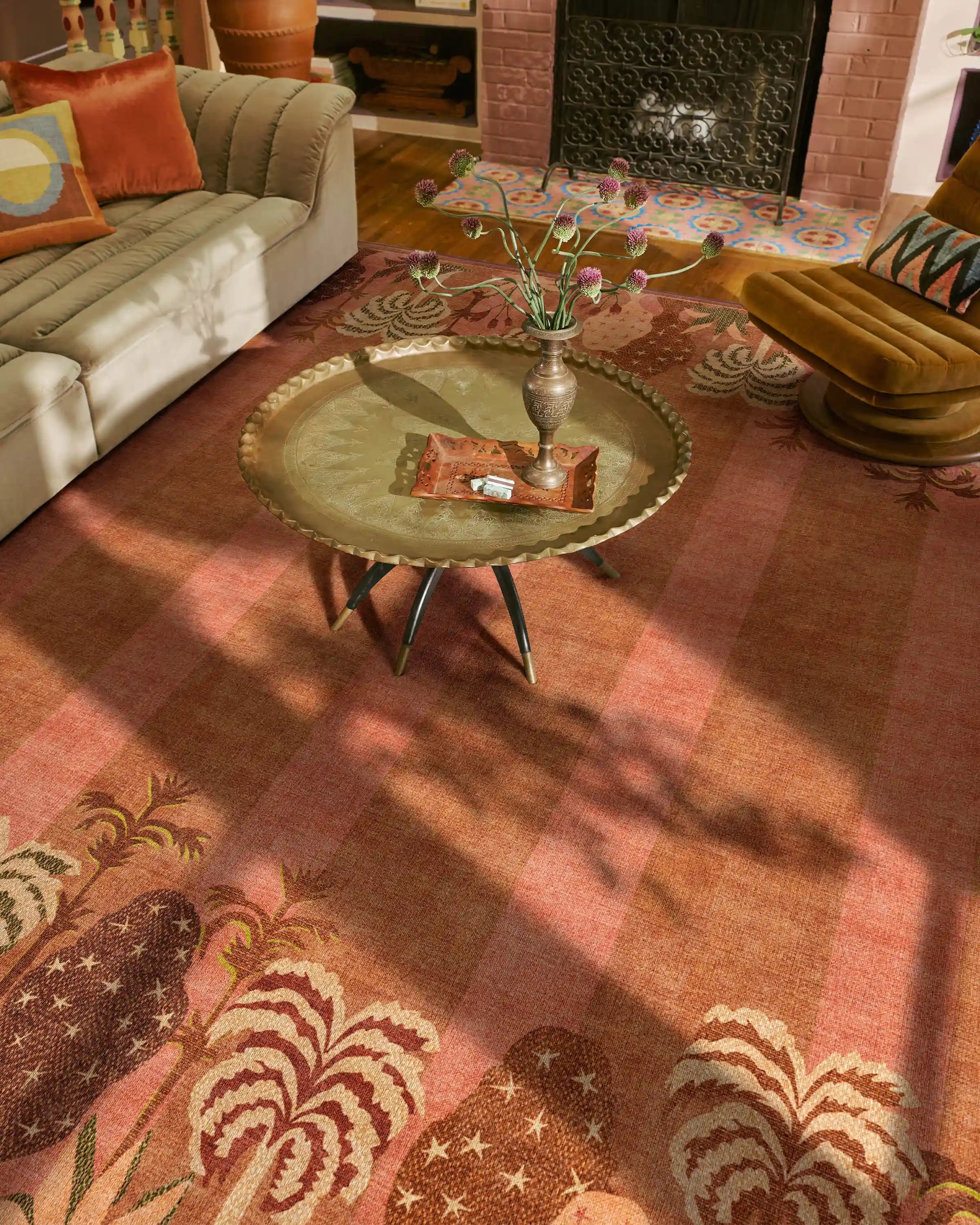 Palmistry Pinstripe Warm Brown Rug by Jungalow