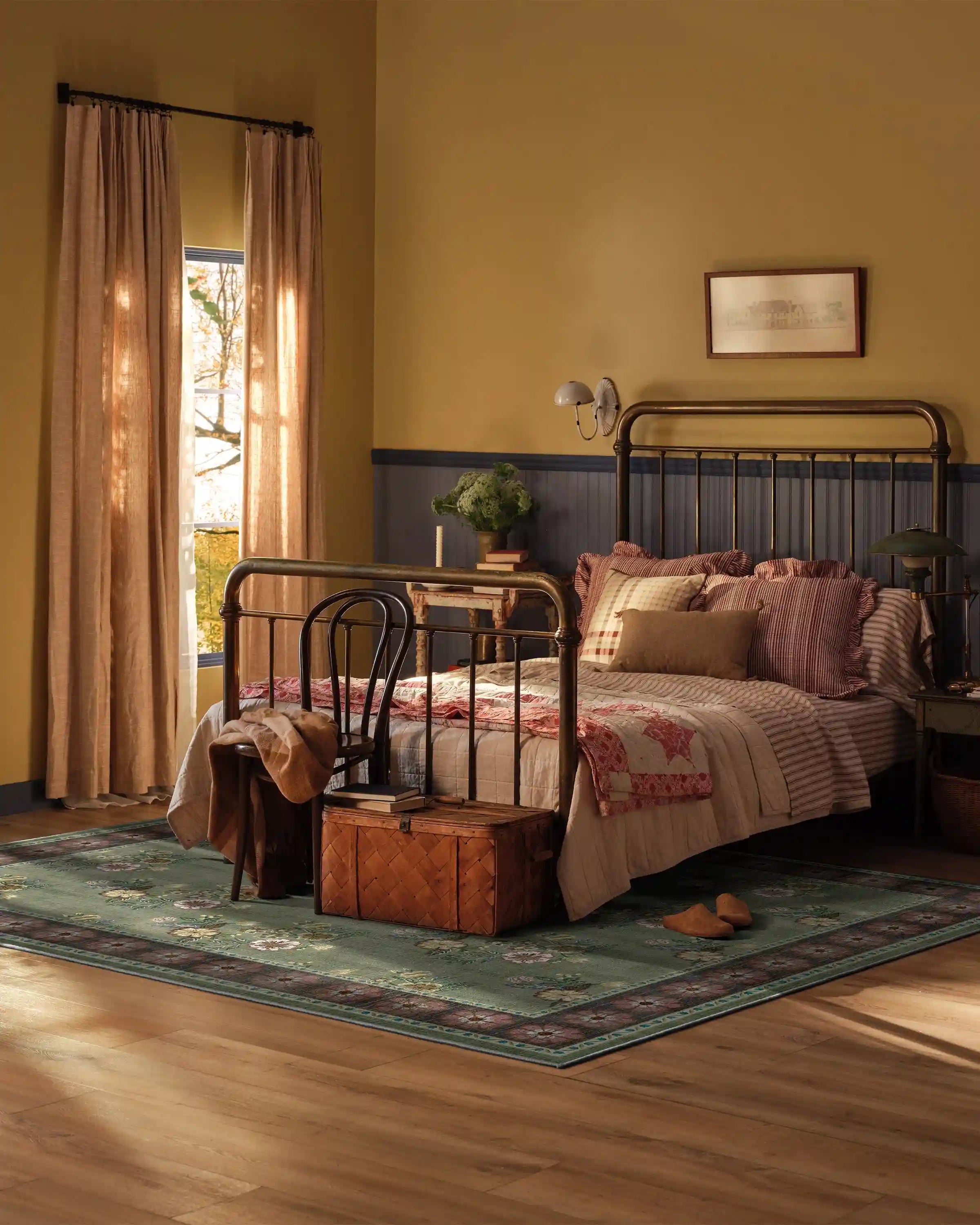 Pennywood Green & Pink Rug