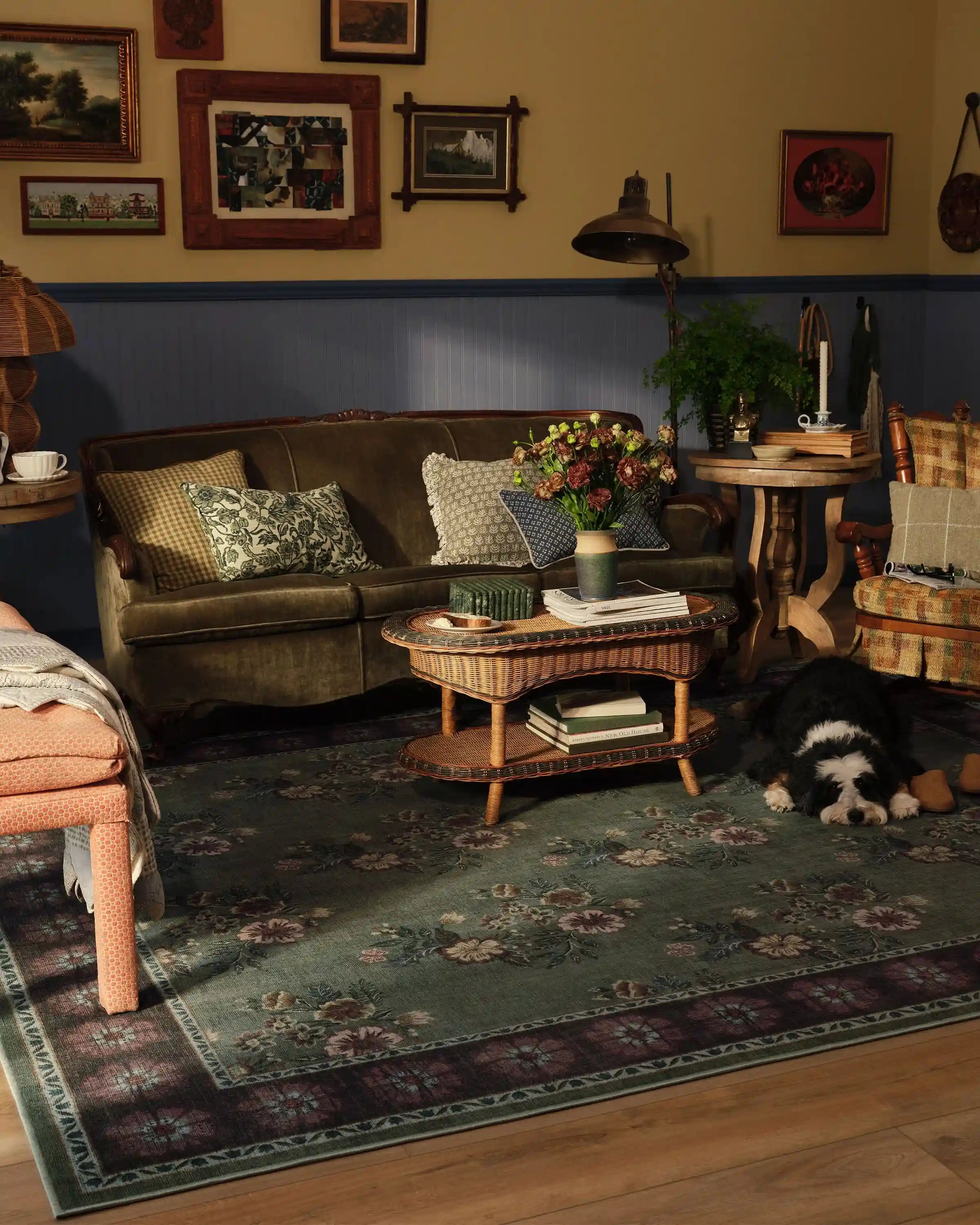Pennywood Green & Pink Rug