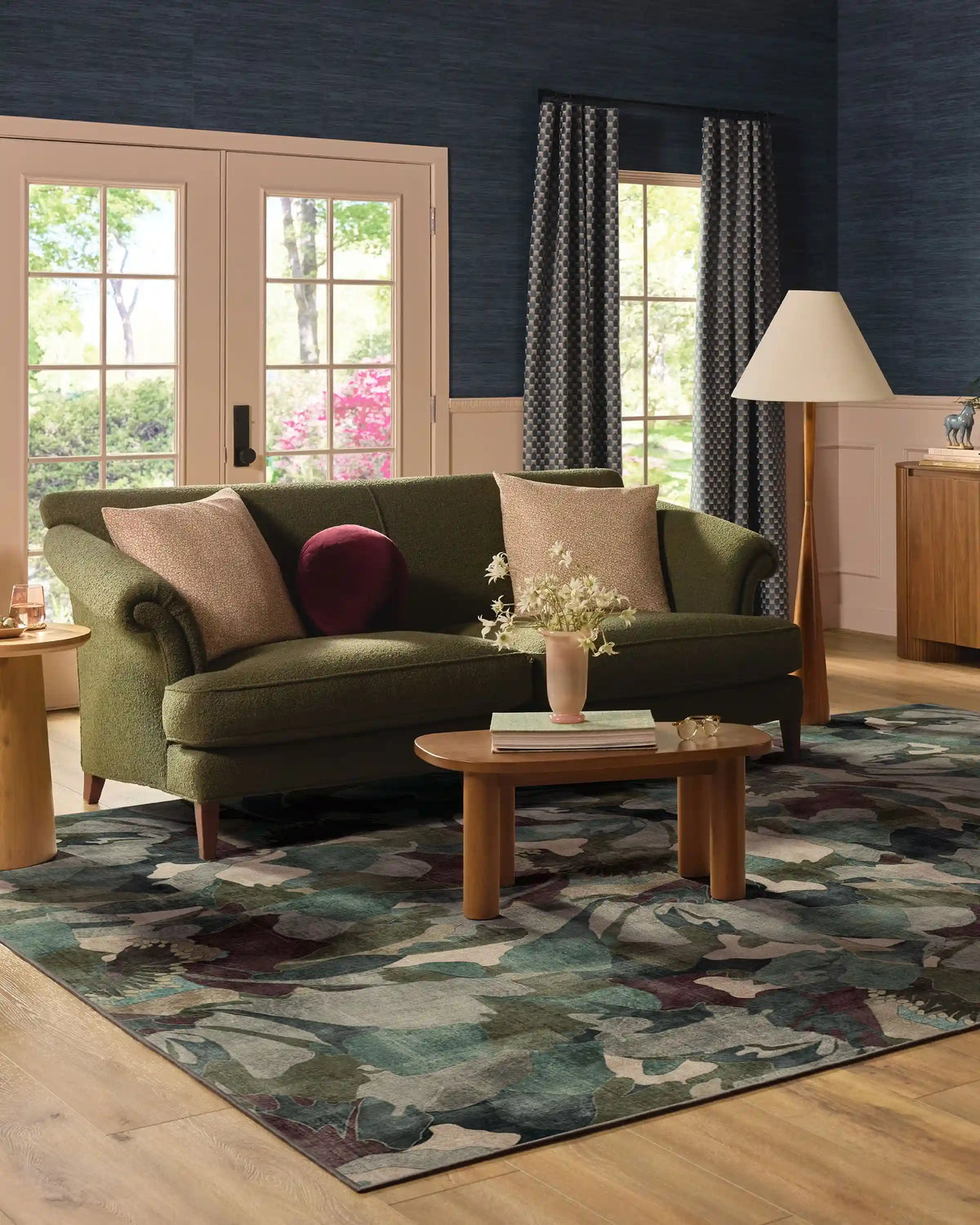 Peony Promenade Aubergine Rug by Liberty