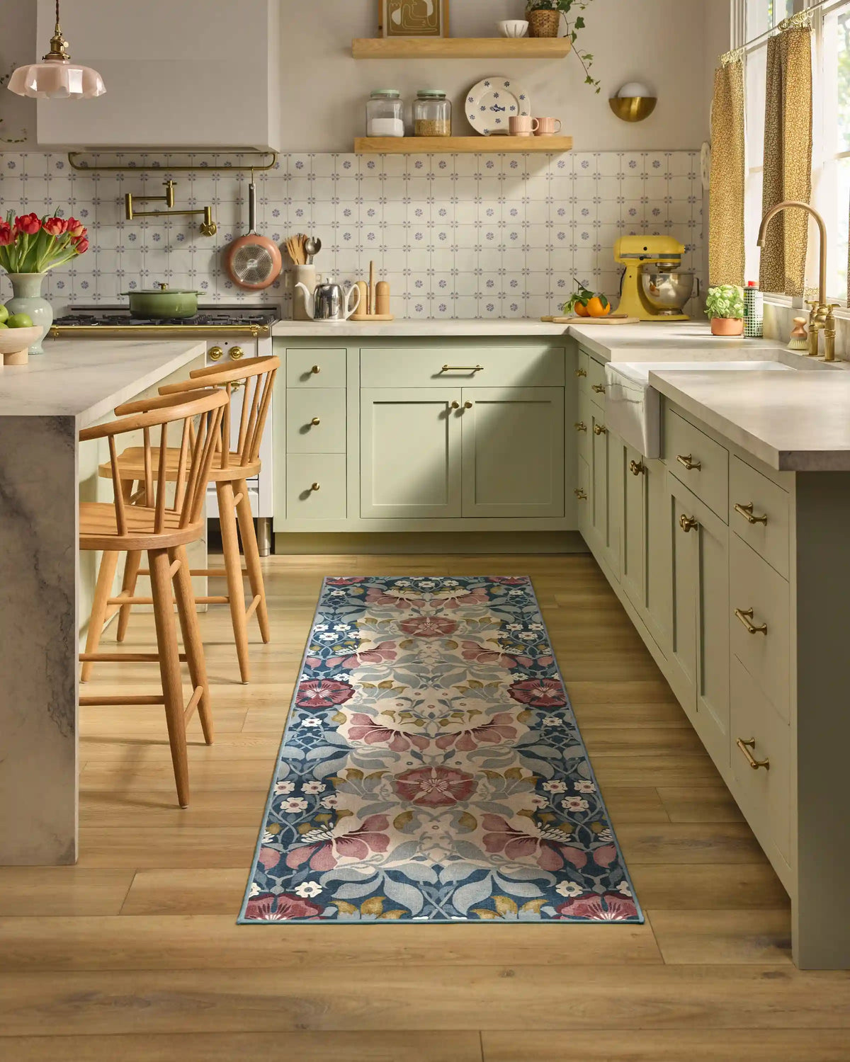 Persephone Ivory & Blue Rug by Liberty