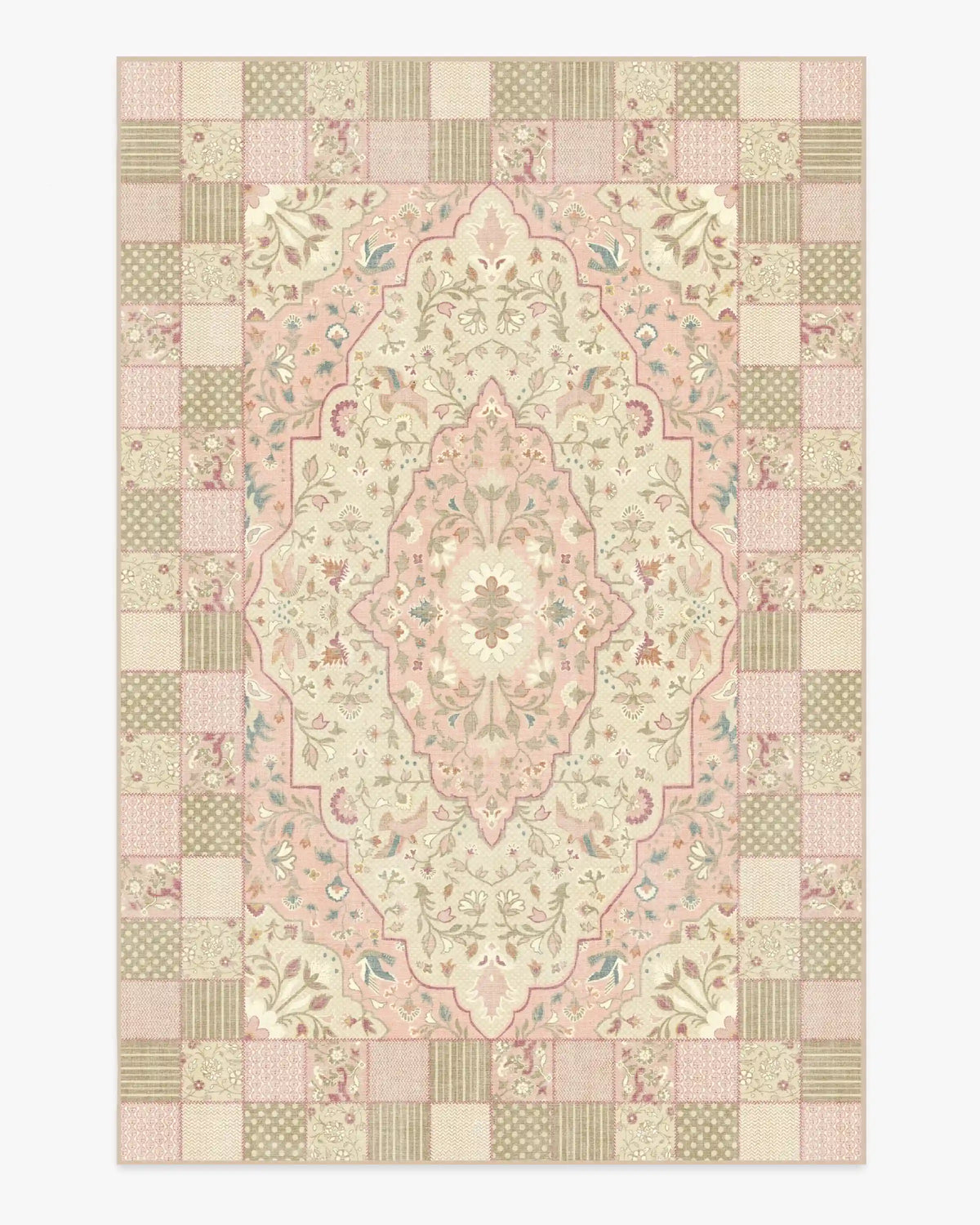 Playful Patchwork Pink Rug