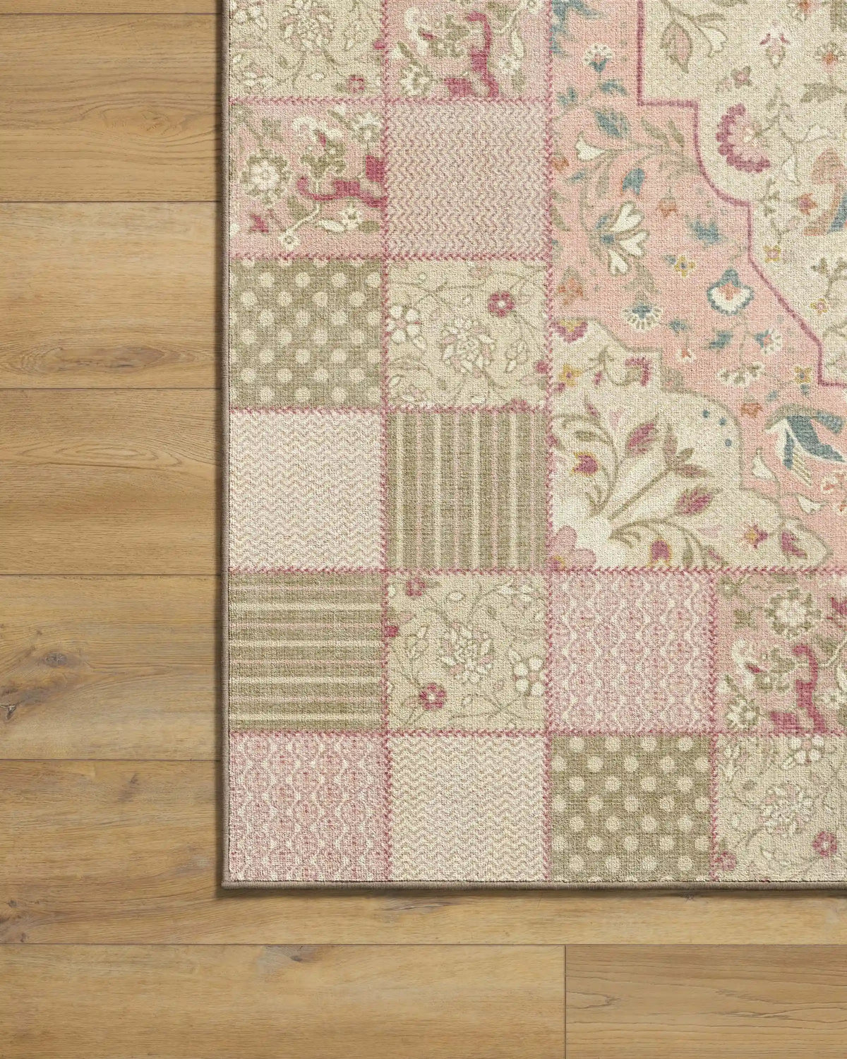Playful Patchwork Pink Rug