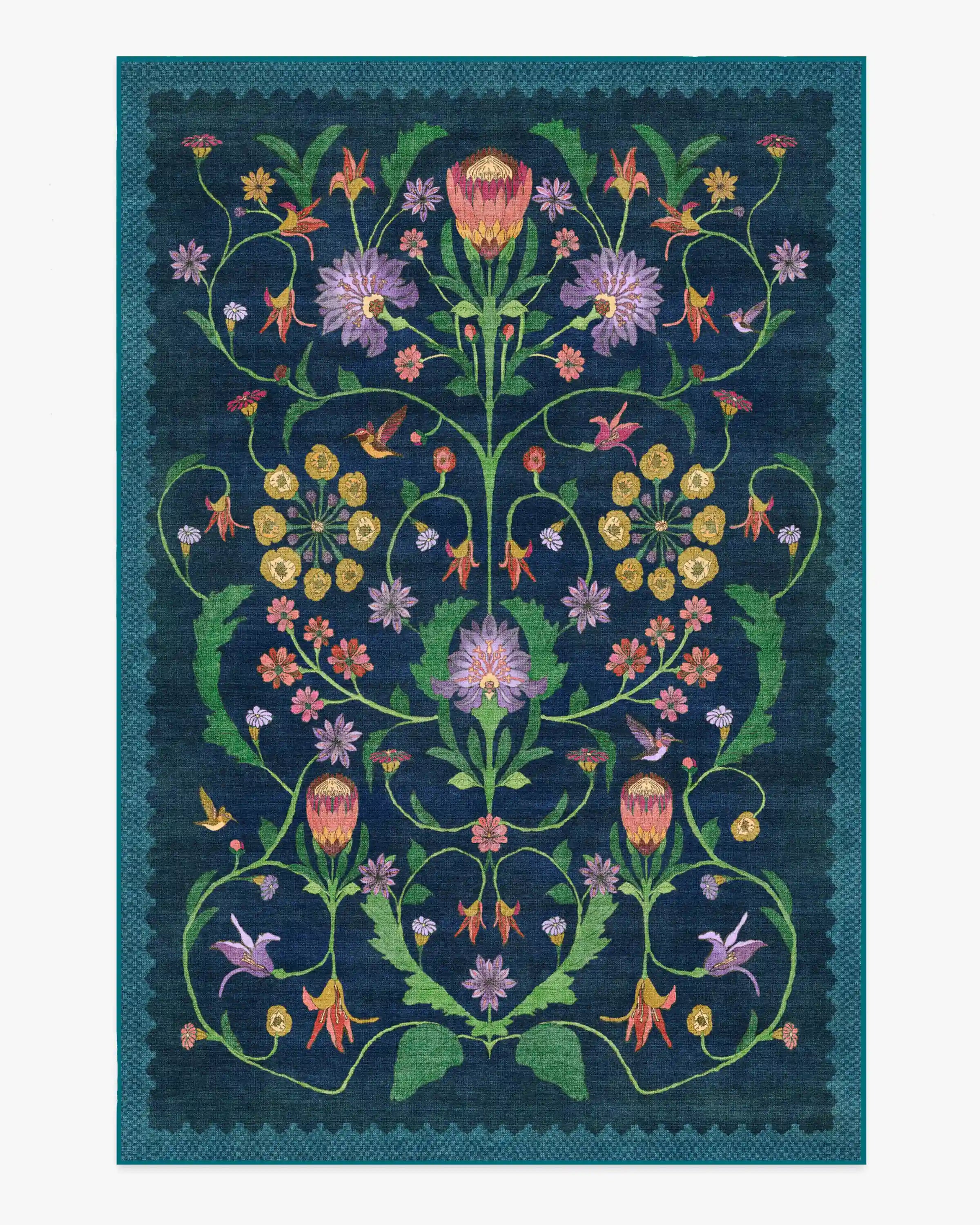 Protea Blue Rug by Iris Apfel
