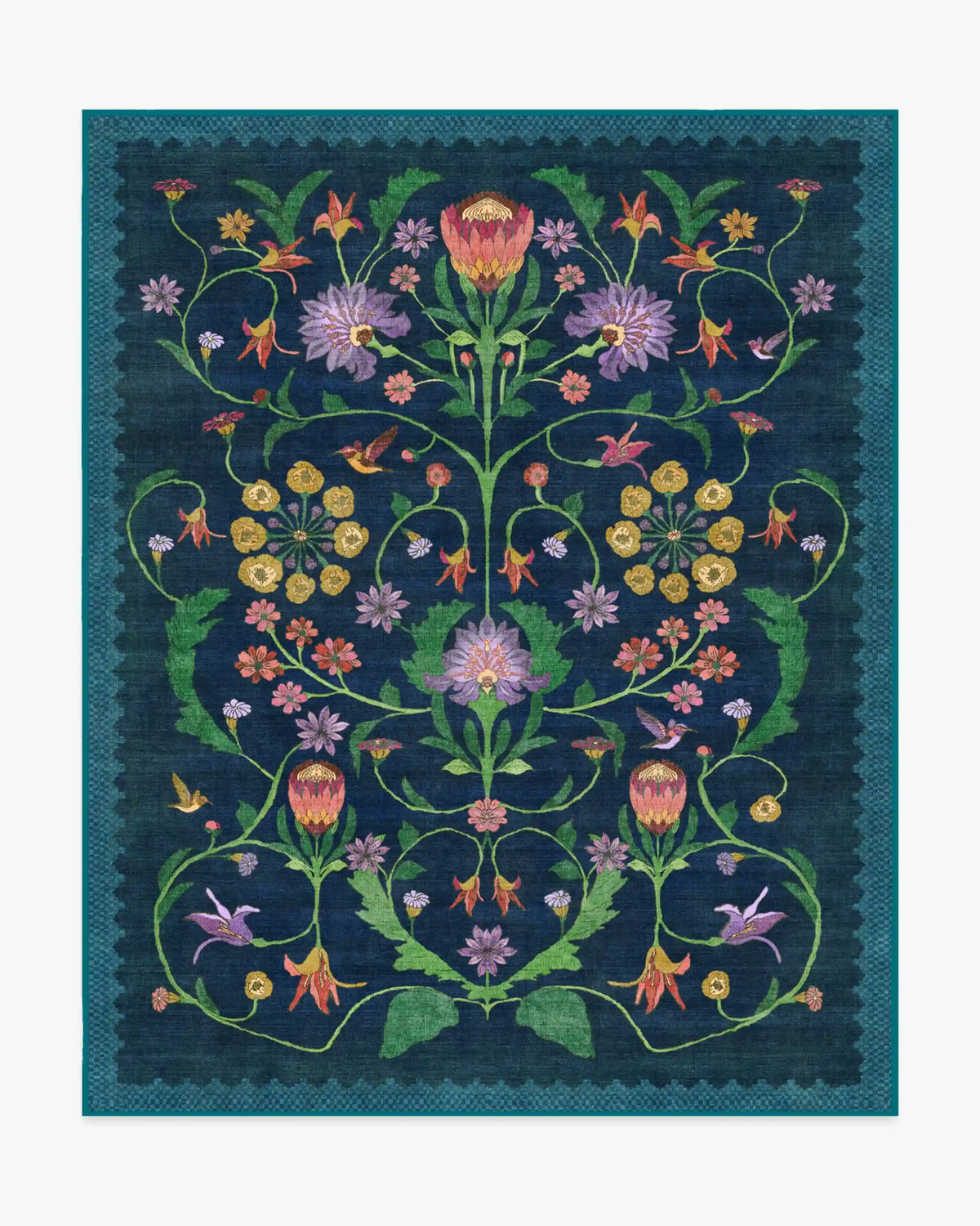 Protea Blue Rug by Iris Apfel