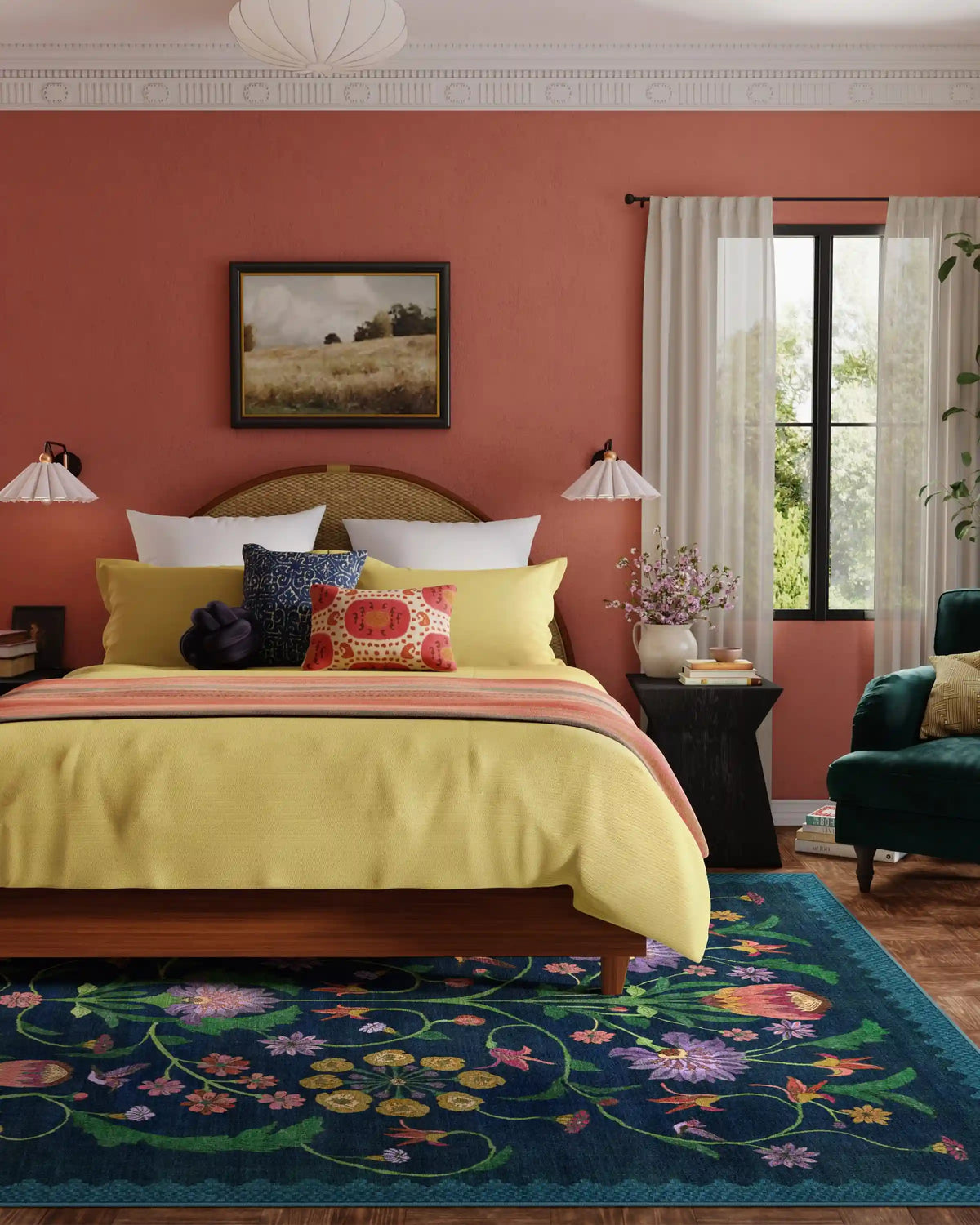 Protea Blue Rug by Iris Apfel