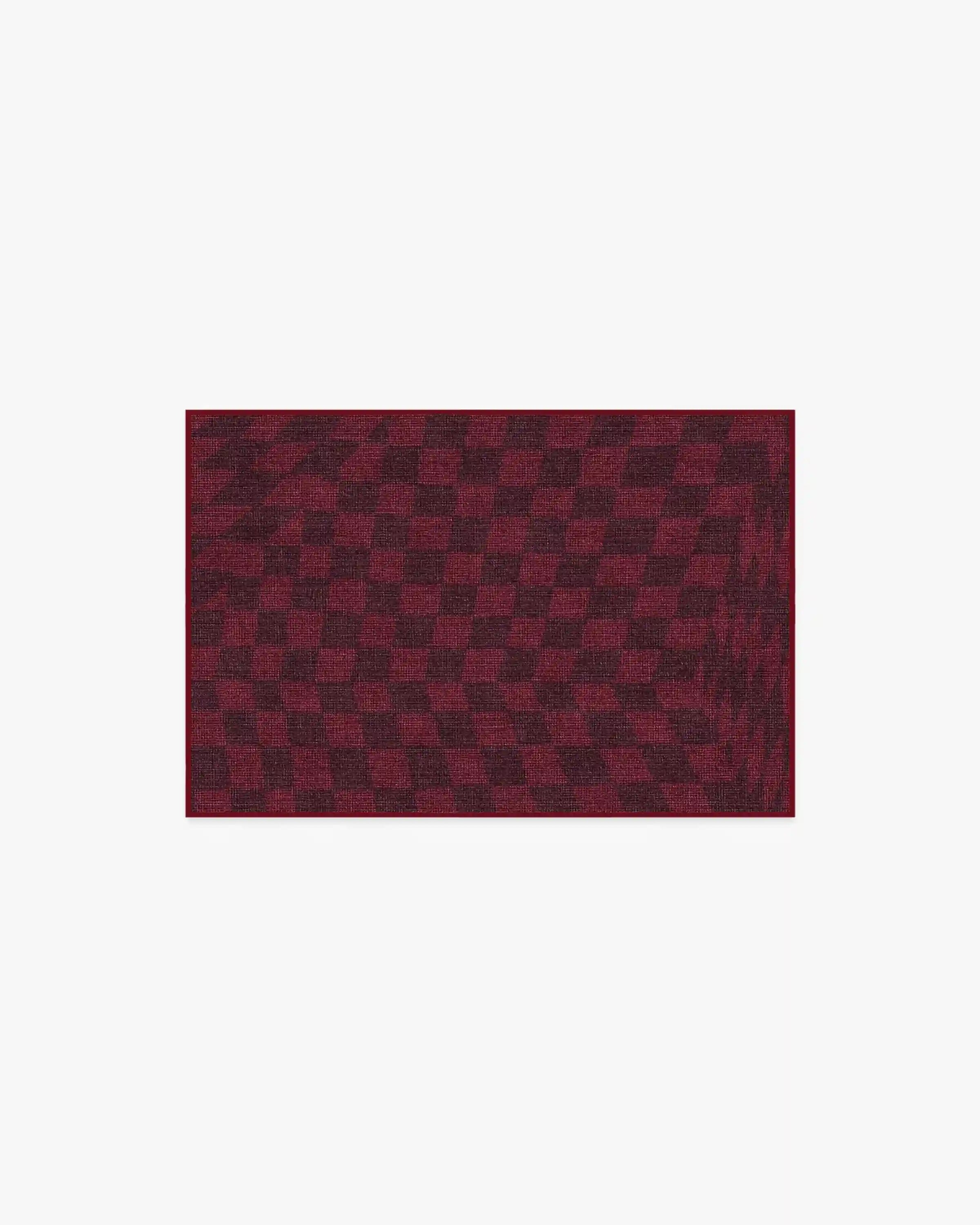 Ricardo Checkerboard Burgundy Rug by Humberto Leon