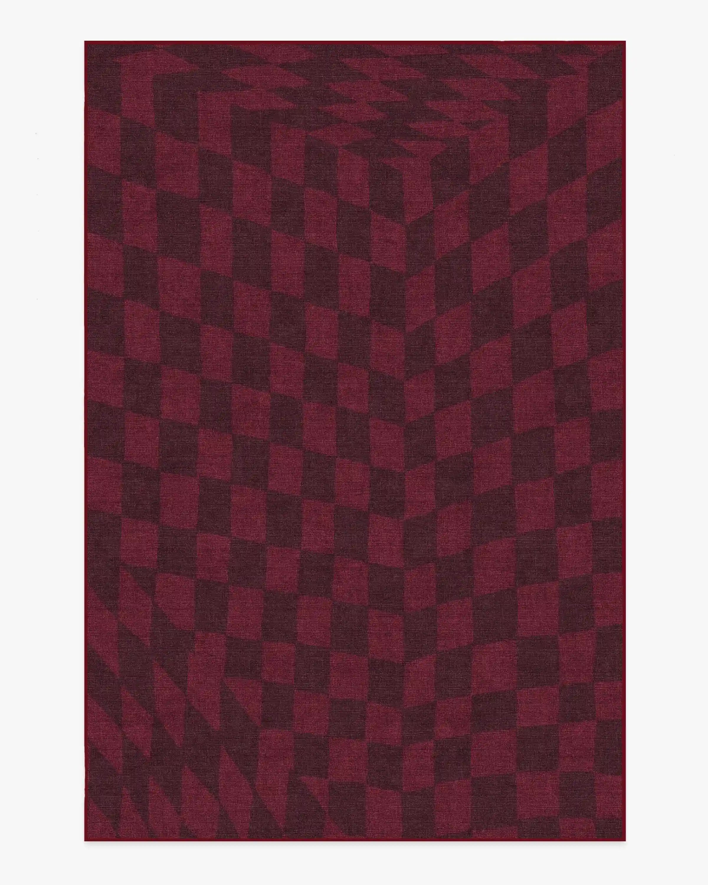 Ricardo Checkerboard Burgundy Rug by Humberto Leon