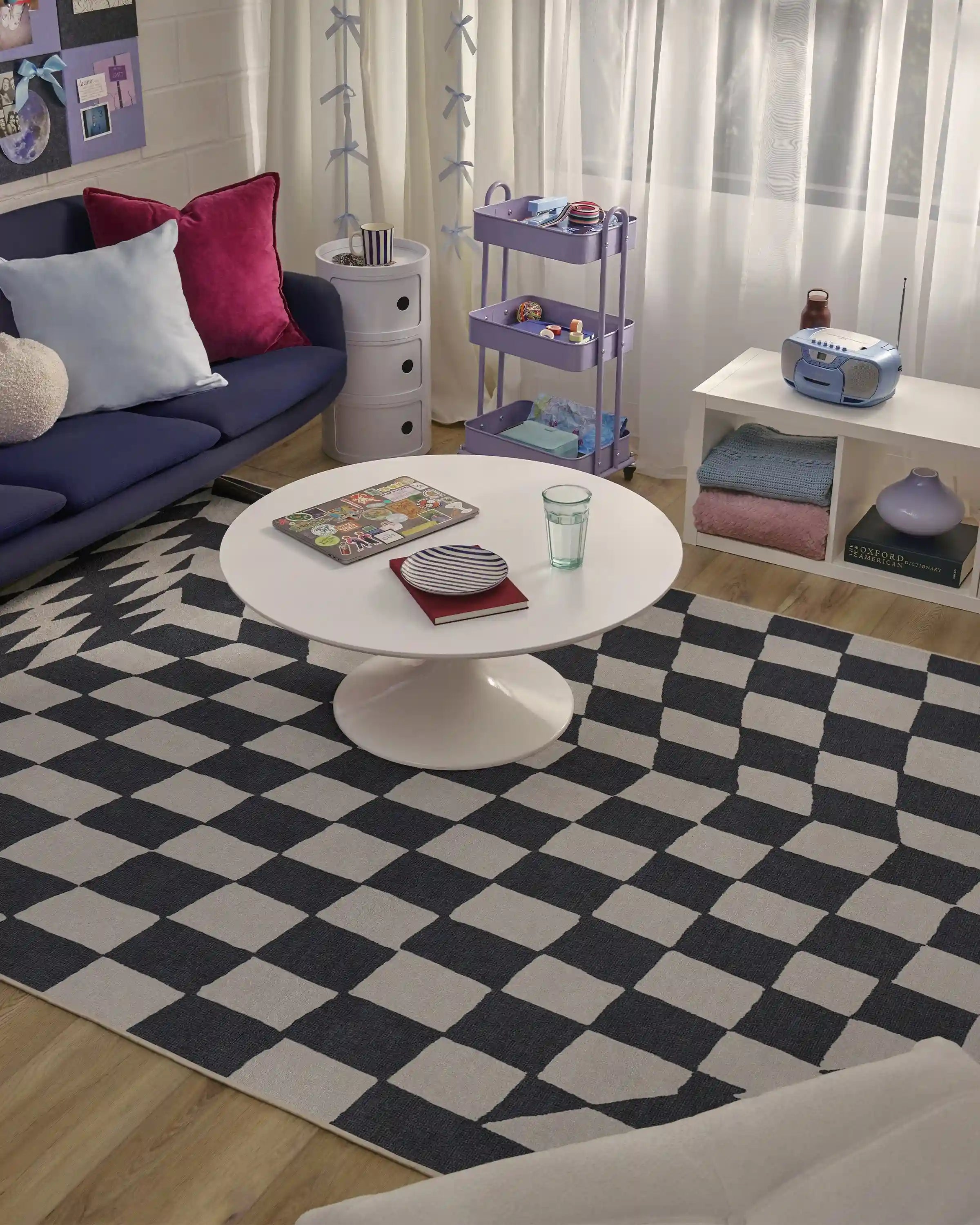 Ricardo Checkerboard Ivory & Black Rug by Humberto Leon