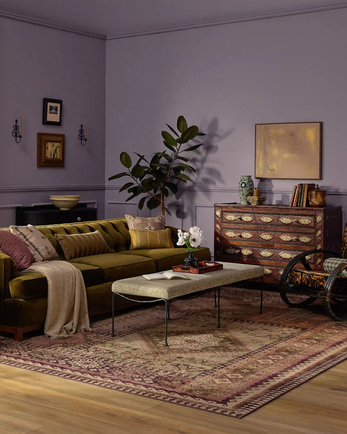 Rumi Mauve & Olive Rug
