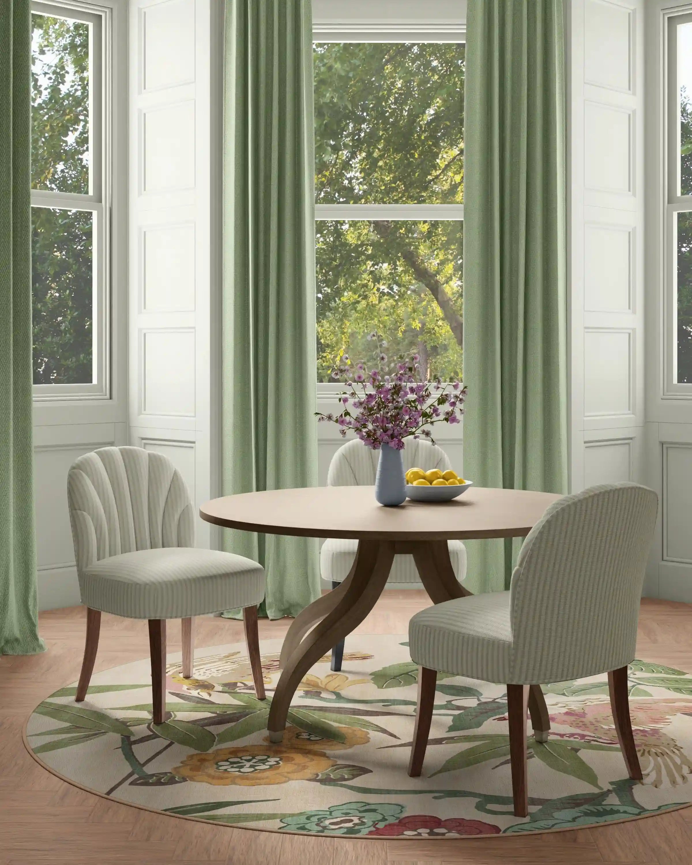Bamboo & Bird Blush & Jade Rug by Sanderson