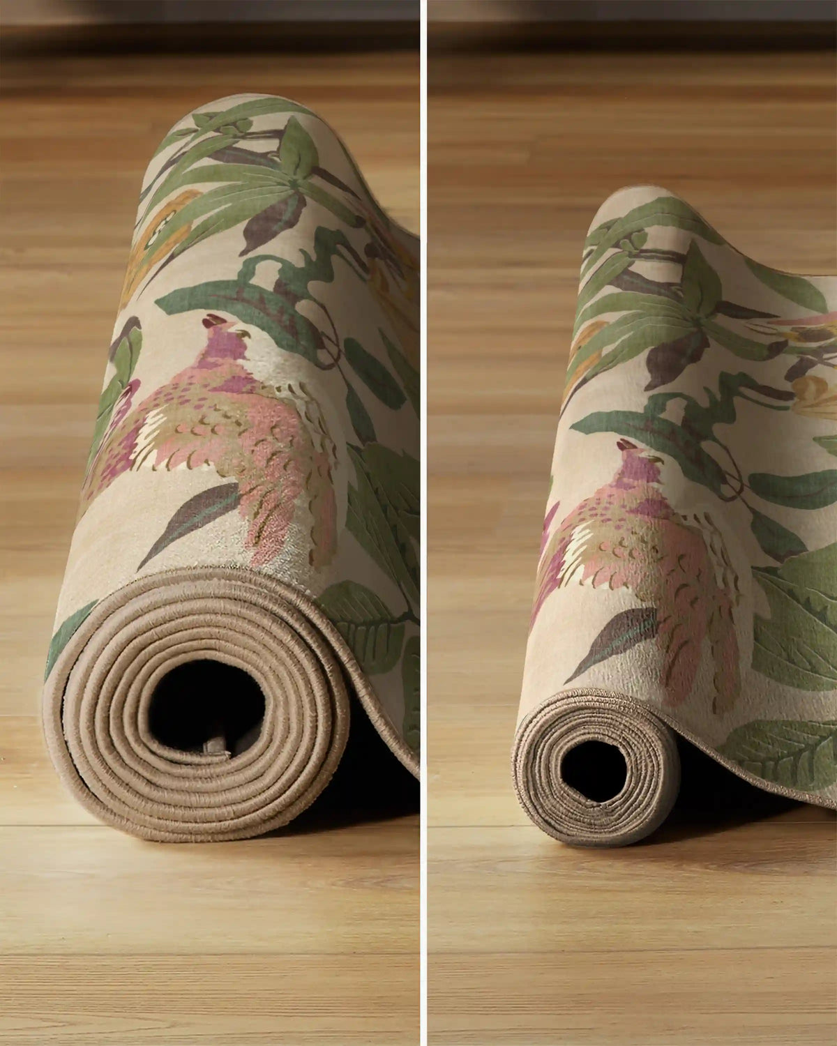 Bamboo & Bird Blush & Jade Rug by Sanderson