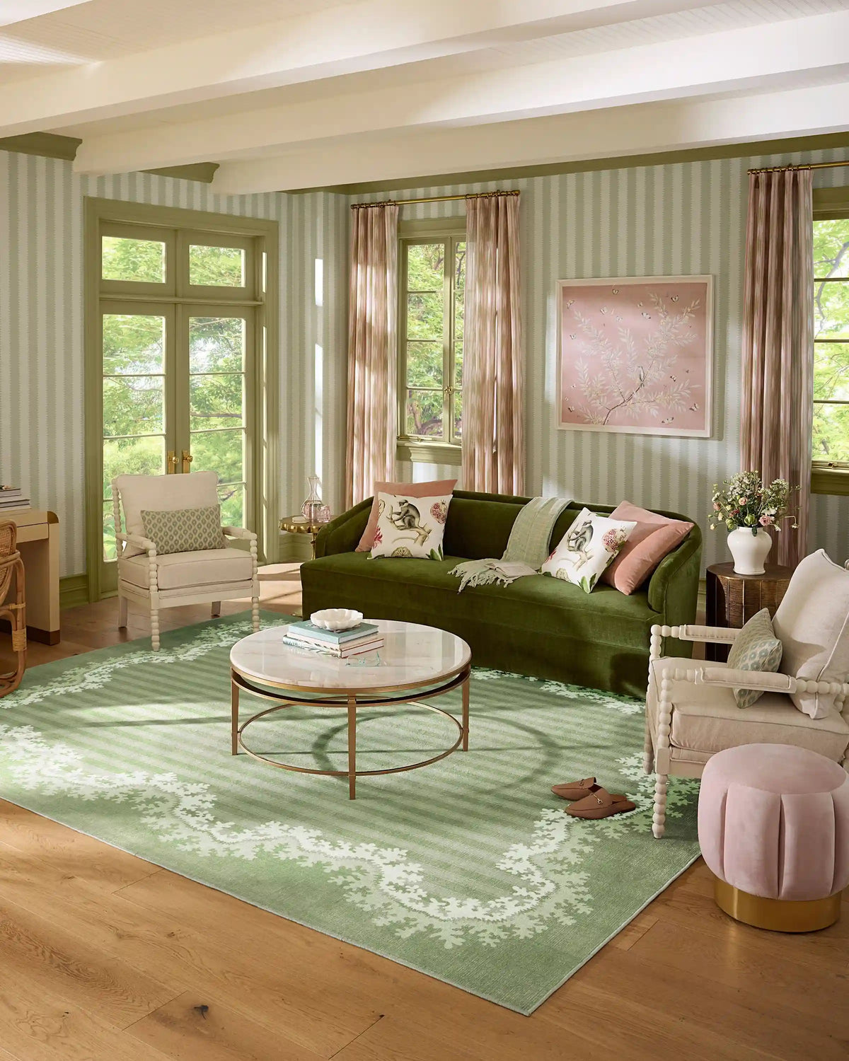 Oxbow Botanical Green Rug by Sanderson