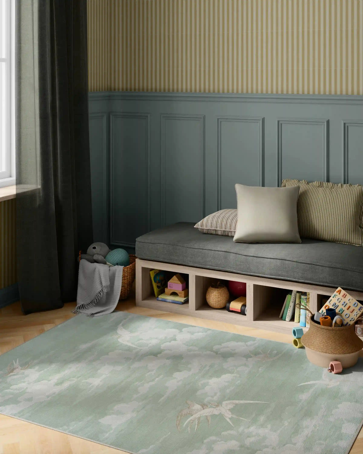 Silvi Clouds Seaspray Rug by Sanderson