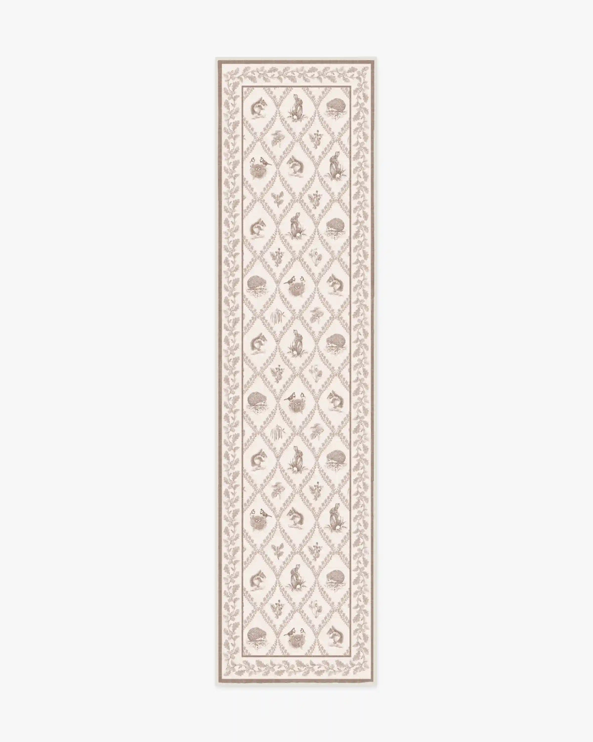 Squirrel & Hedgehog Fawn Rug by Sanderson