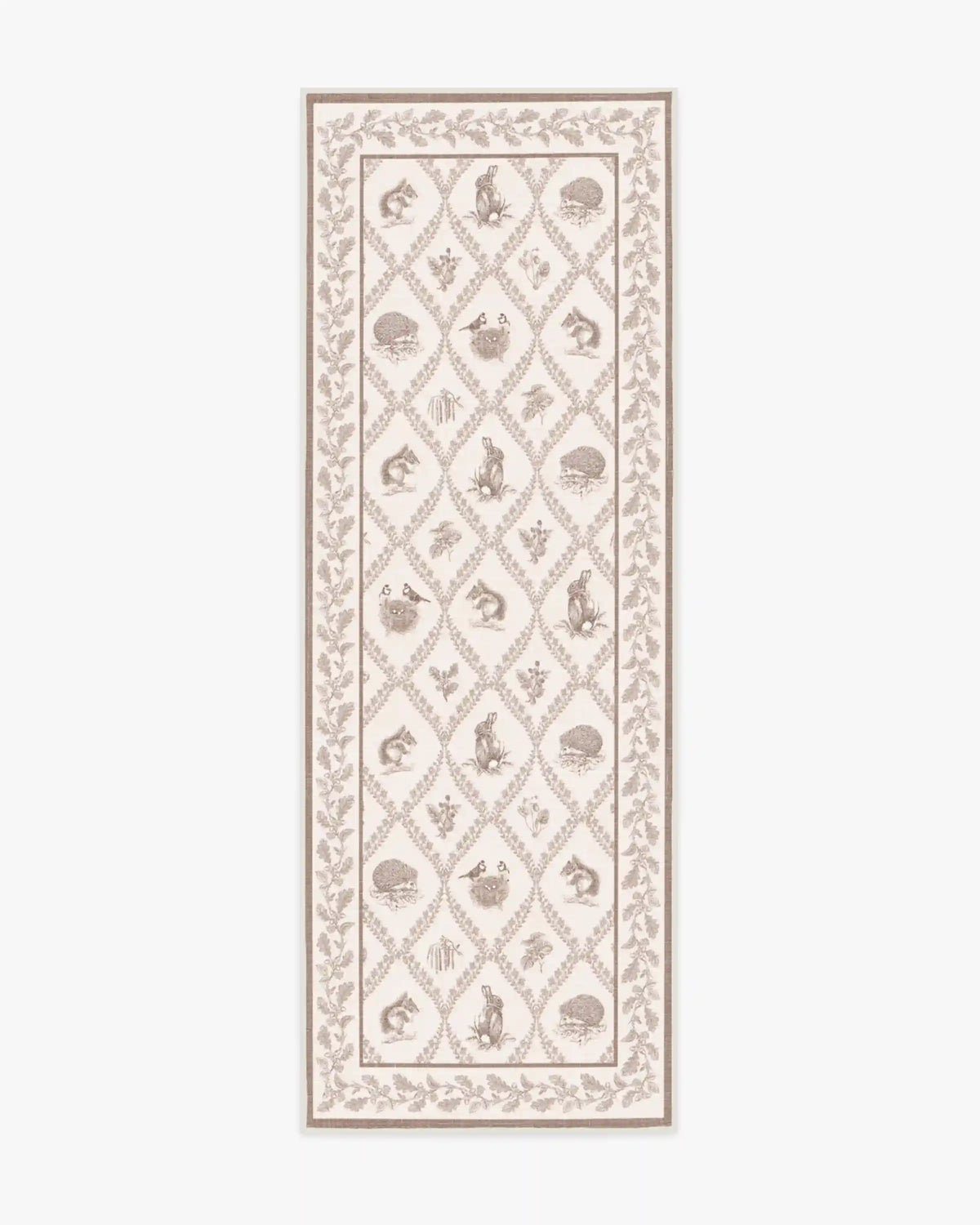 Squirrel & Hedgehog Fawn Rug by Sanderson