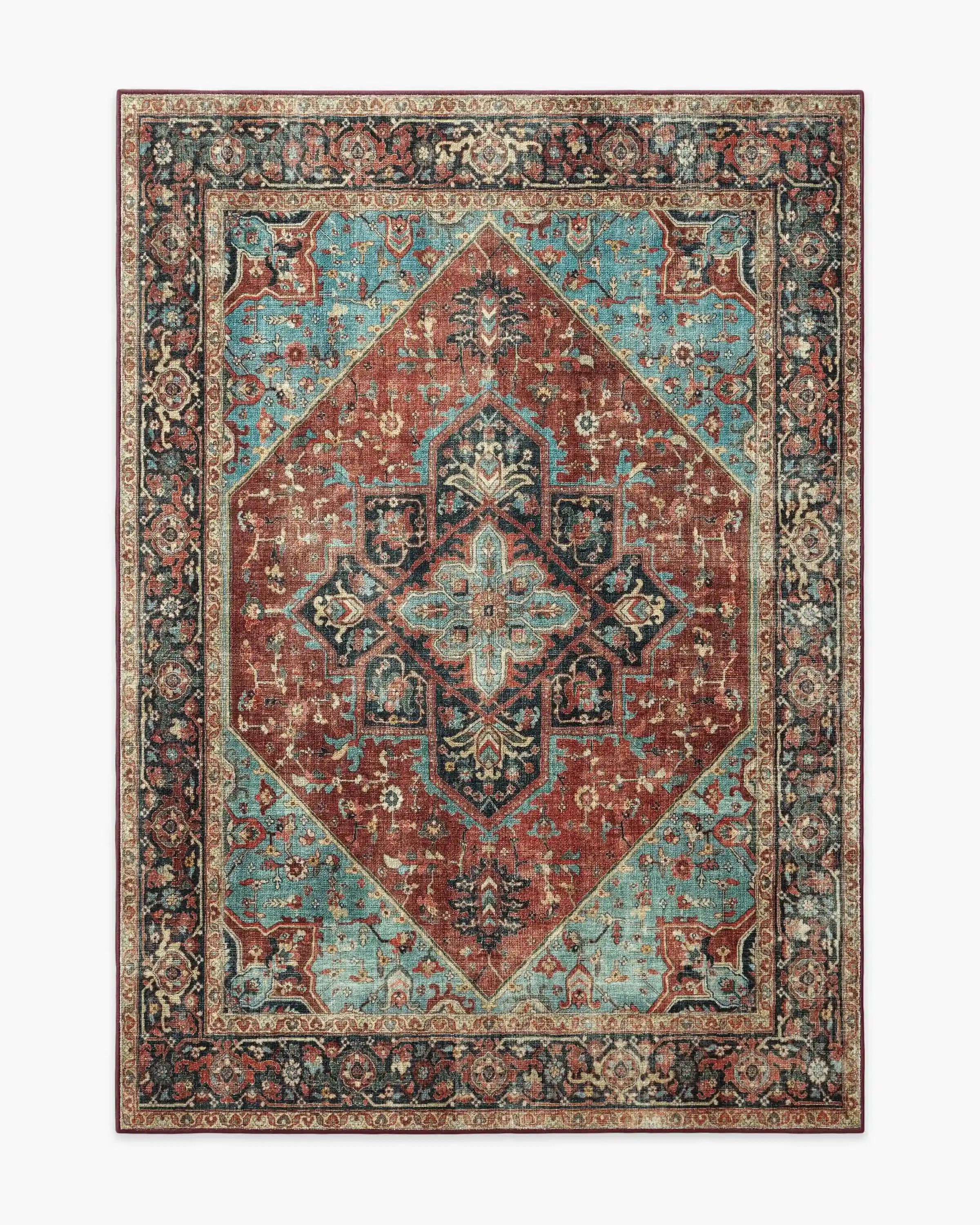Santiago Crimson & Light Blue Rug