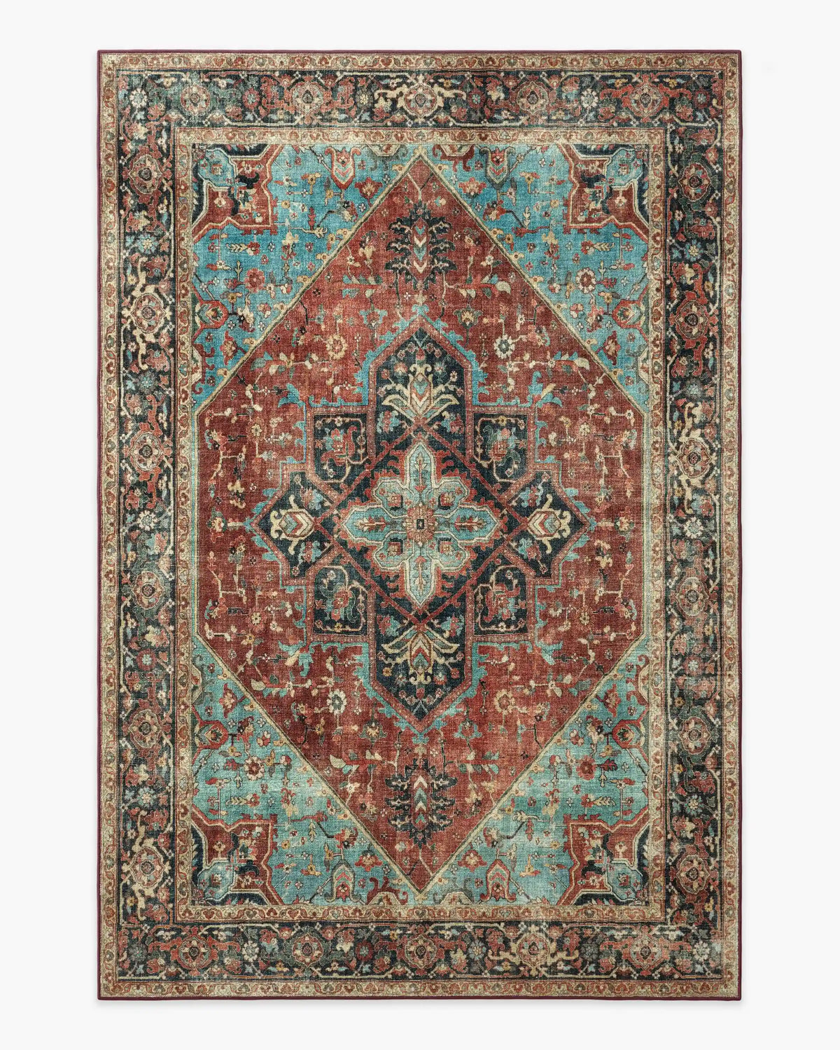 Santiago Crimson & Light Blue Rug