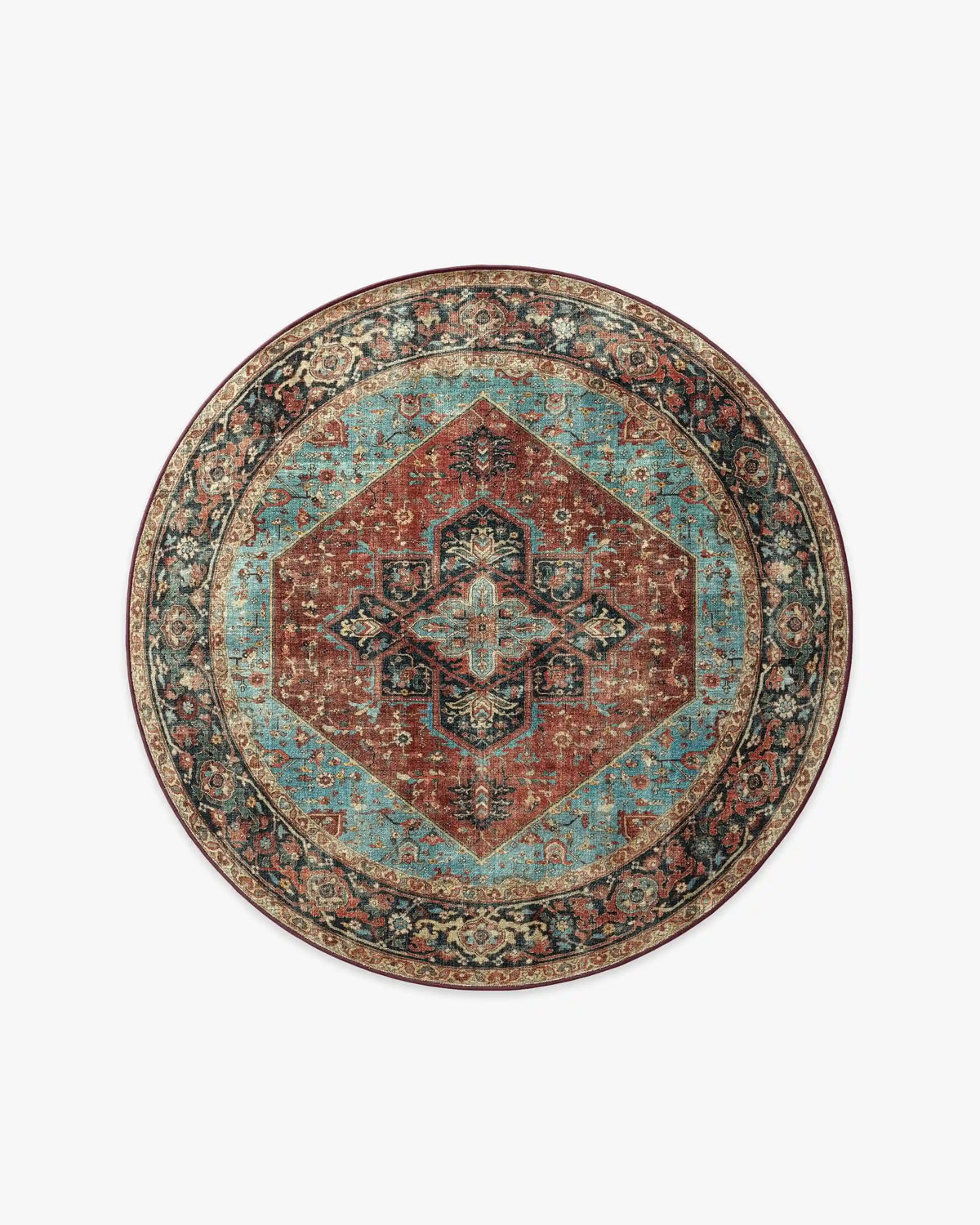 Santiago Crimson & Light Blue Rug