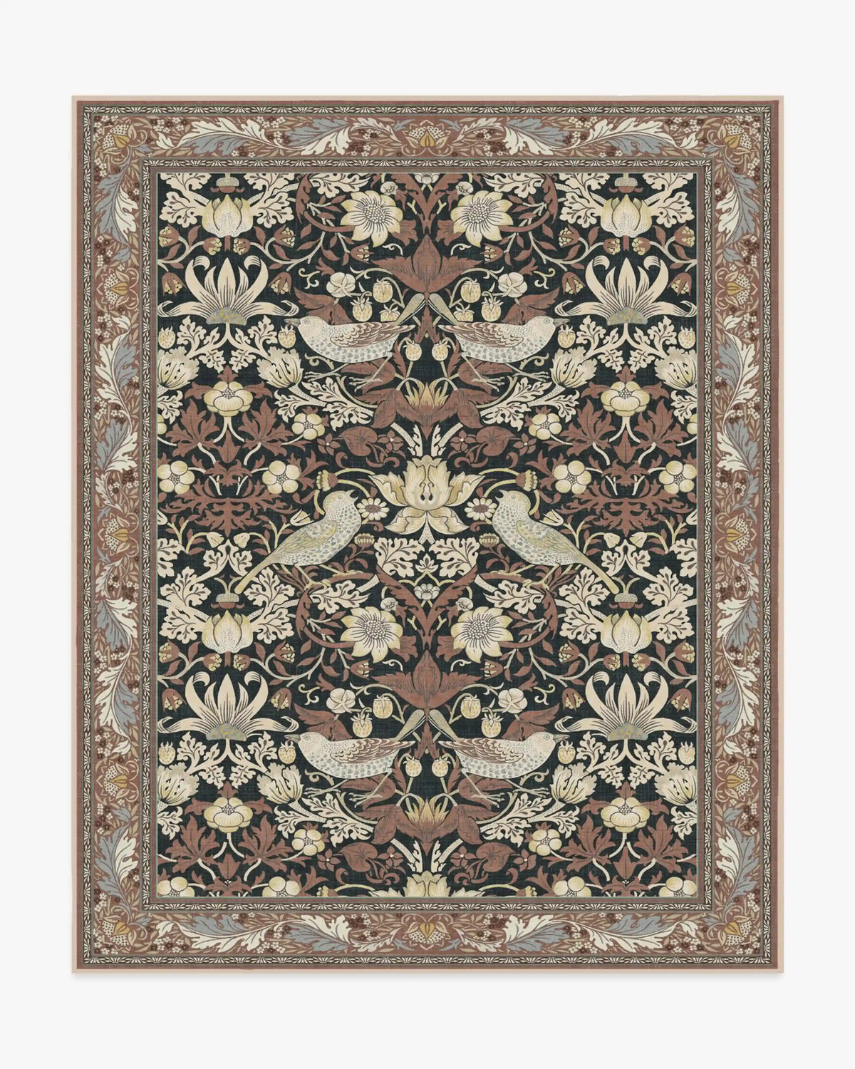 Strawberry Thief Black & Amber Rug by Morris & Co.