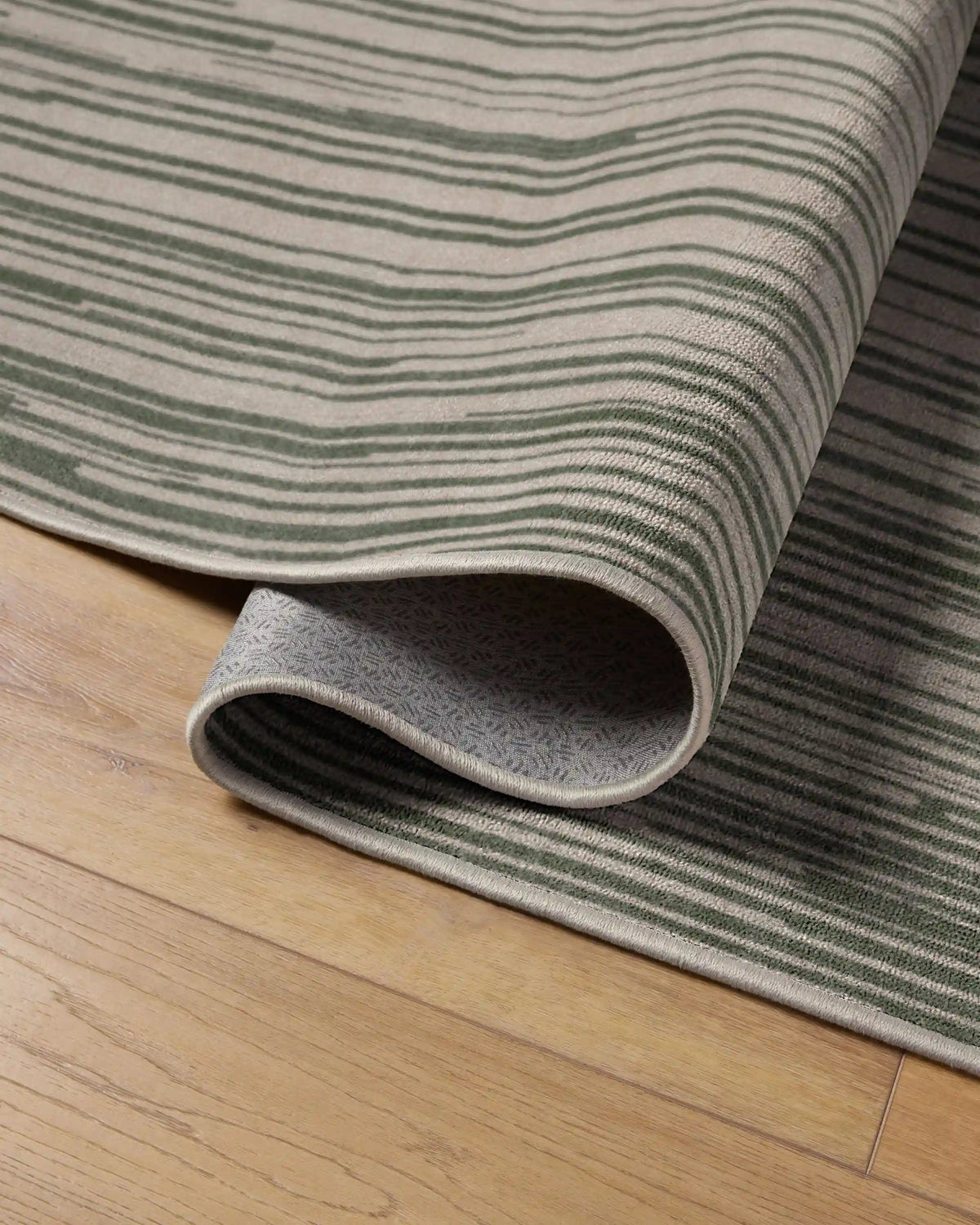 Striated Border Olive Green Rug
