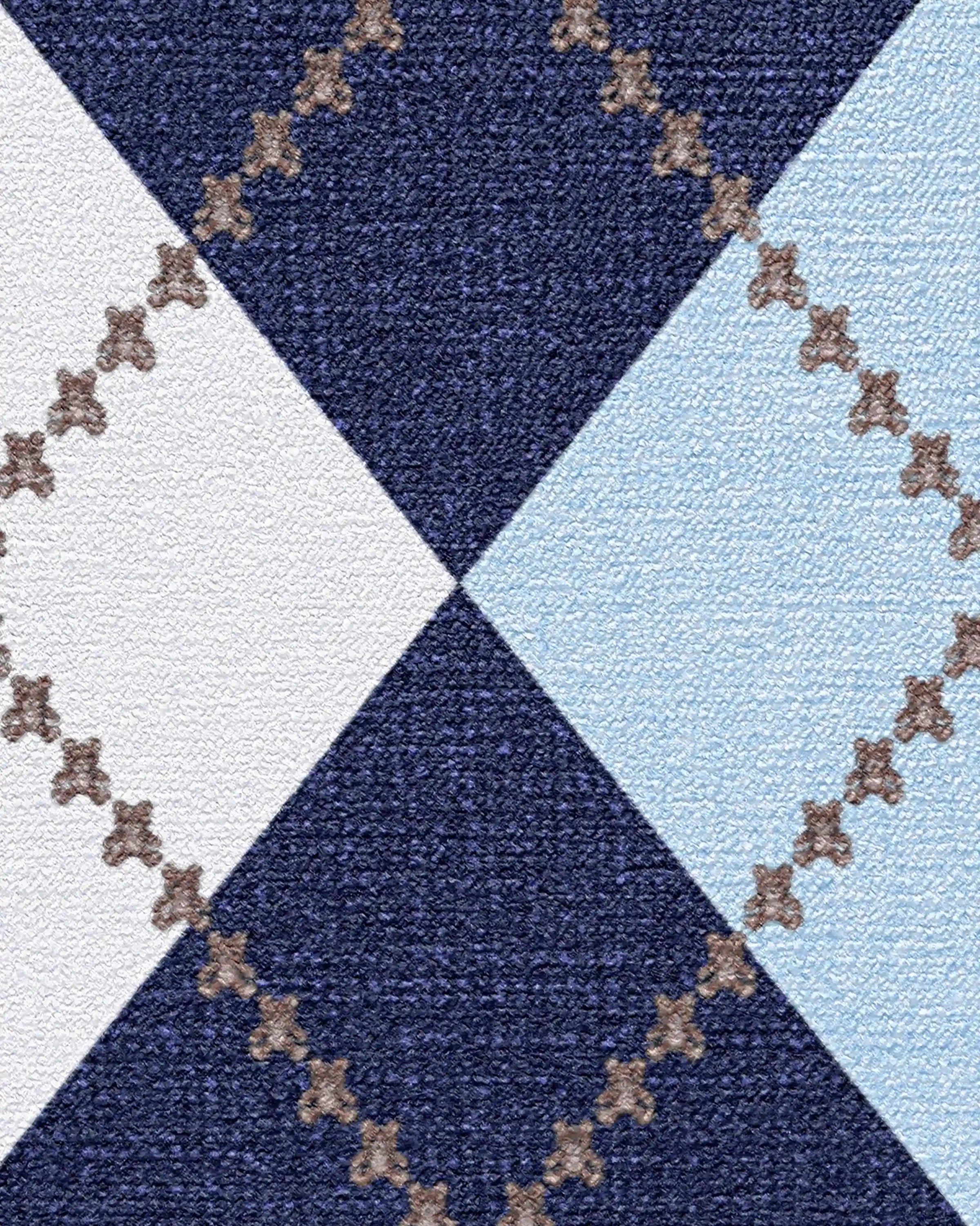 Teddy Bear Argyle Navy & Blue Rug by Humberto Leon