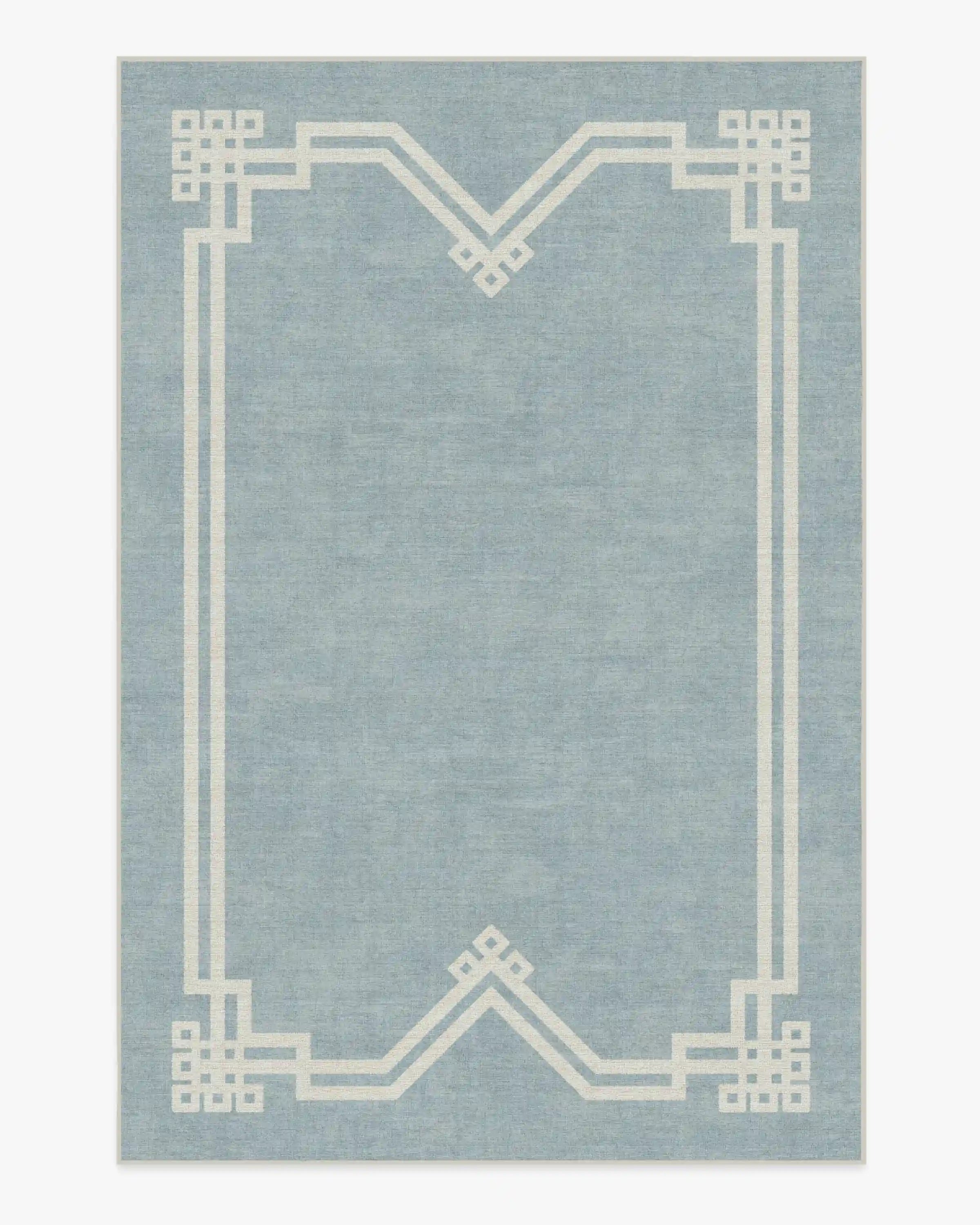 Chrysler Border Chambray Blue Rug by The Hiltons