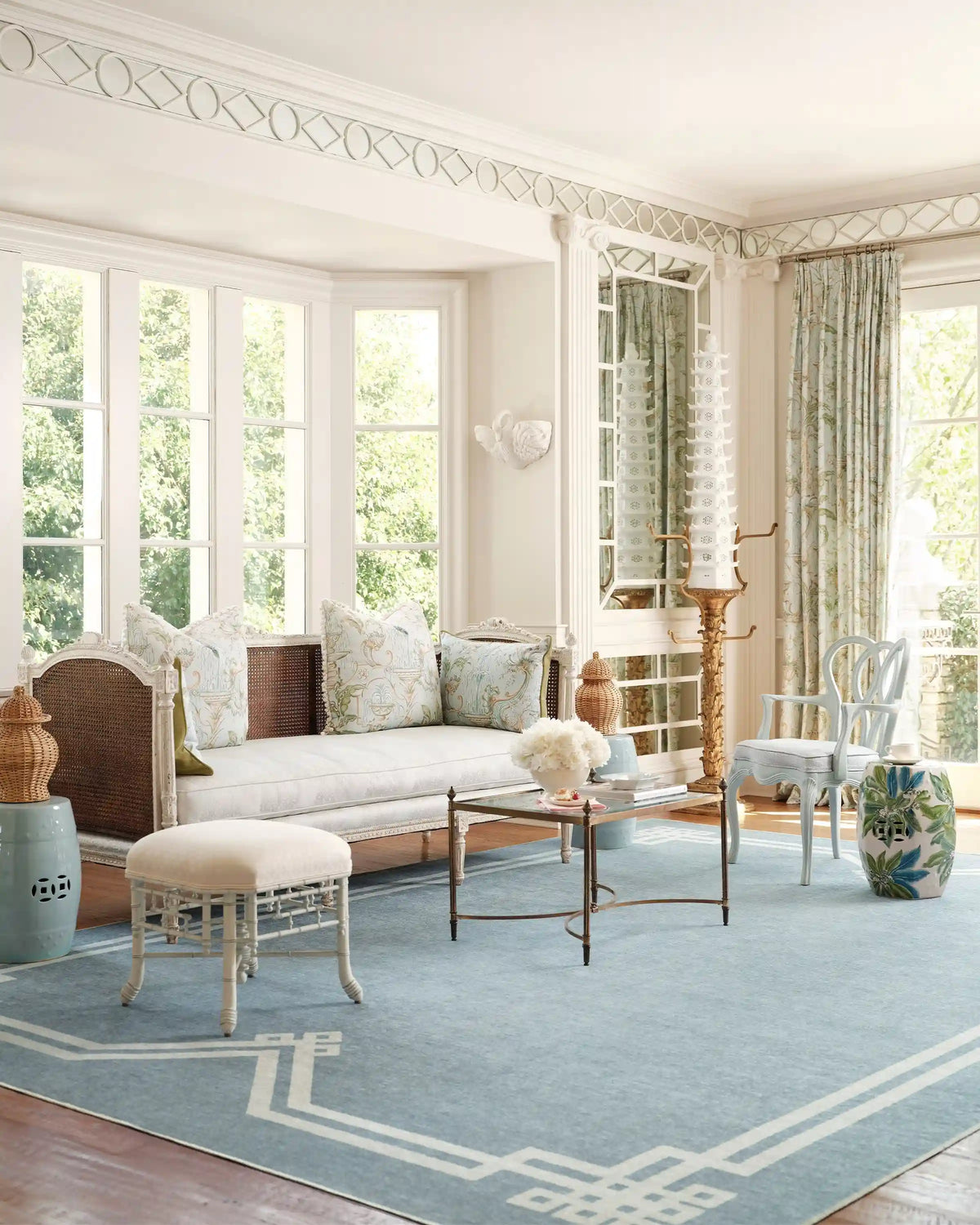 Chrysler Border Chambray Blue Rug by The Hiltons