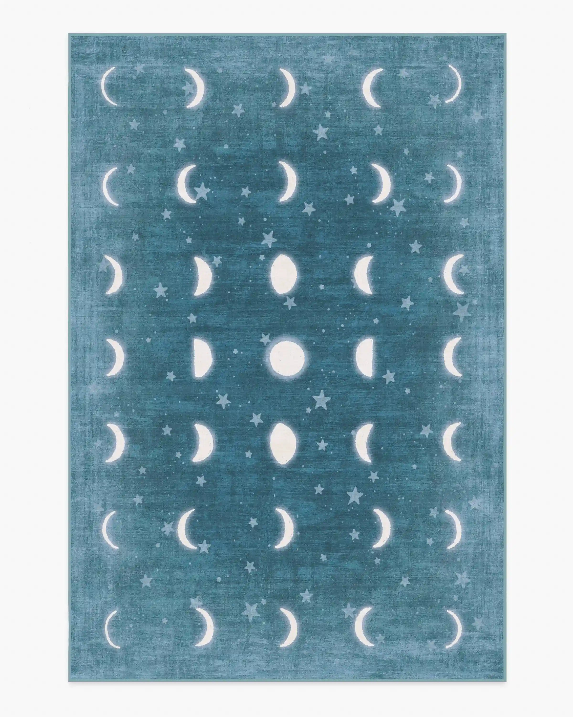 To The Moon And Back Soft Teal Rug by Humberto Leon
