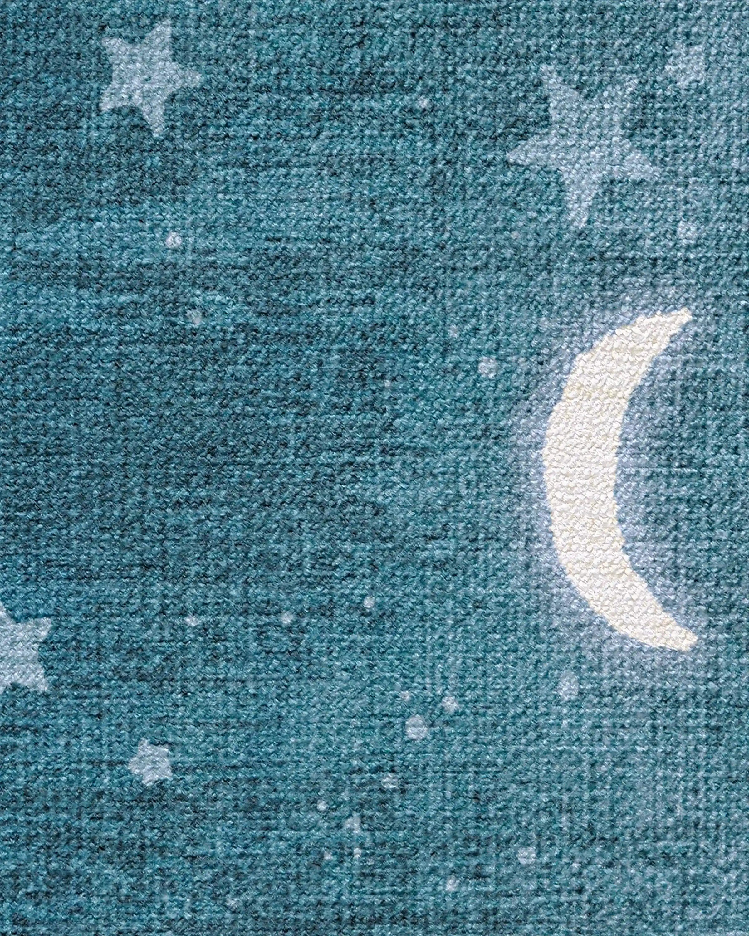 To The Moon And Back Soft Teal Rug by Humberto Leon