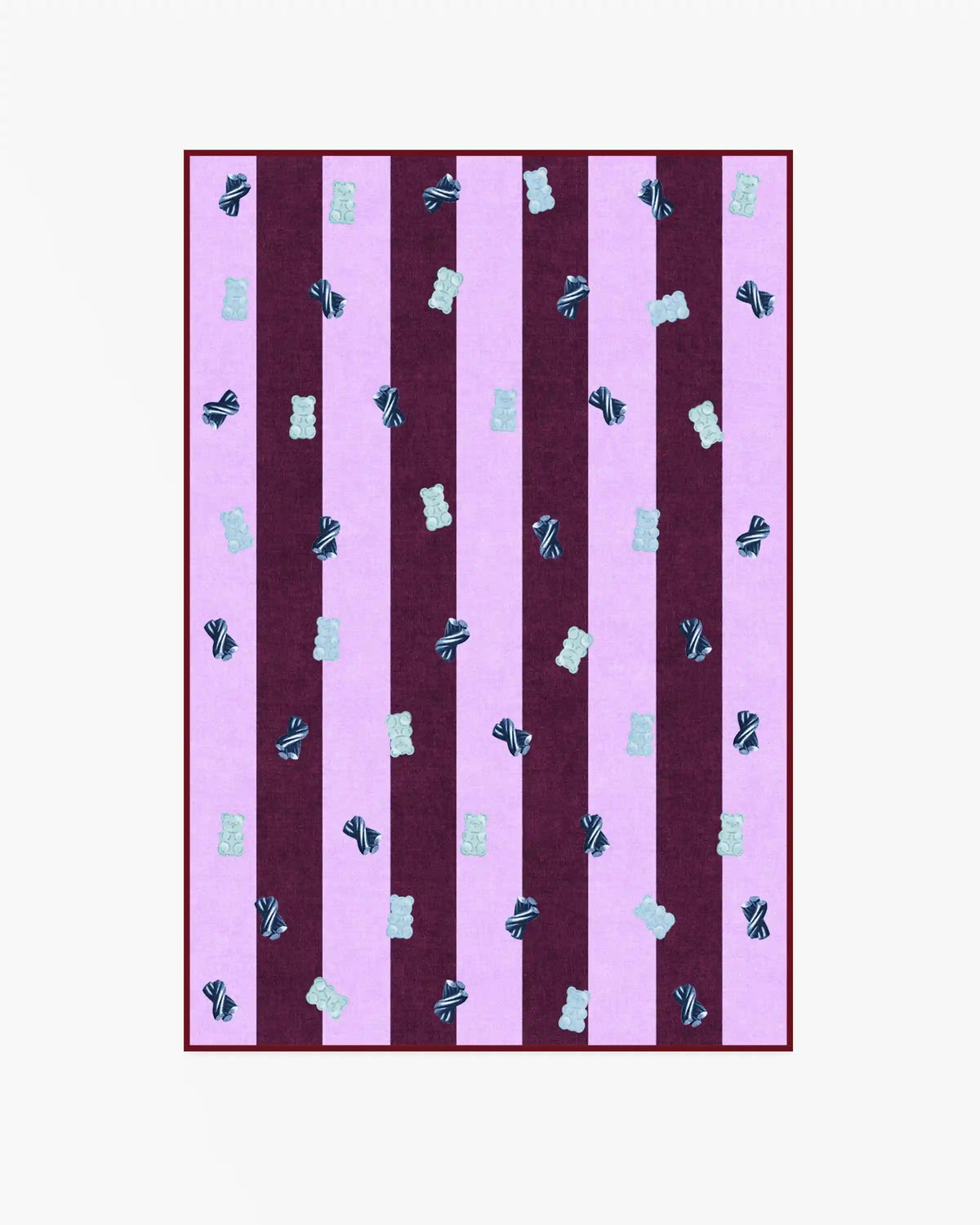 Todd Stripe Gummy Pink & Burgundy Rug by Humberto Leon
