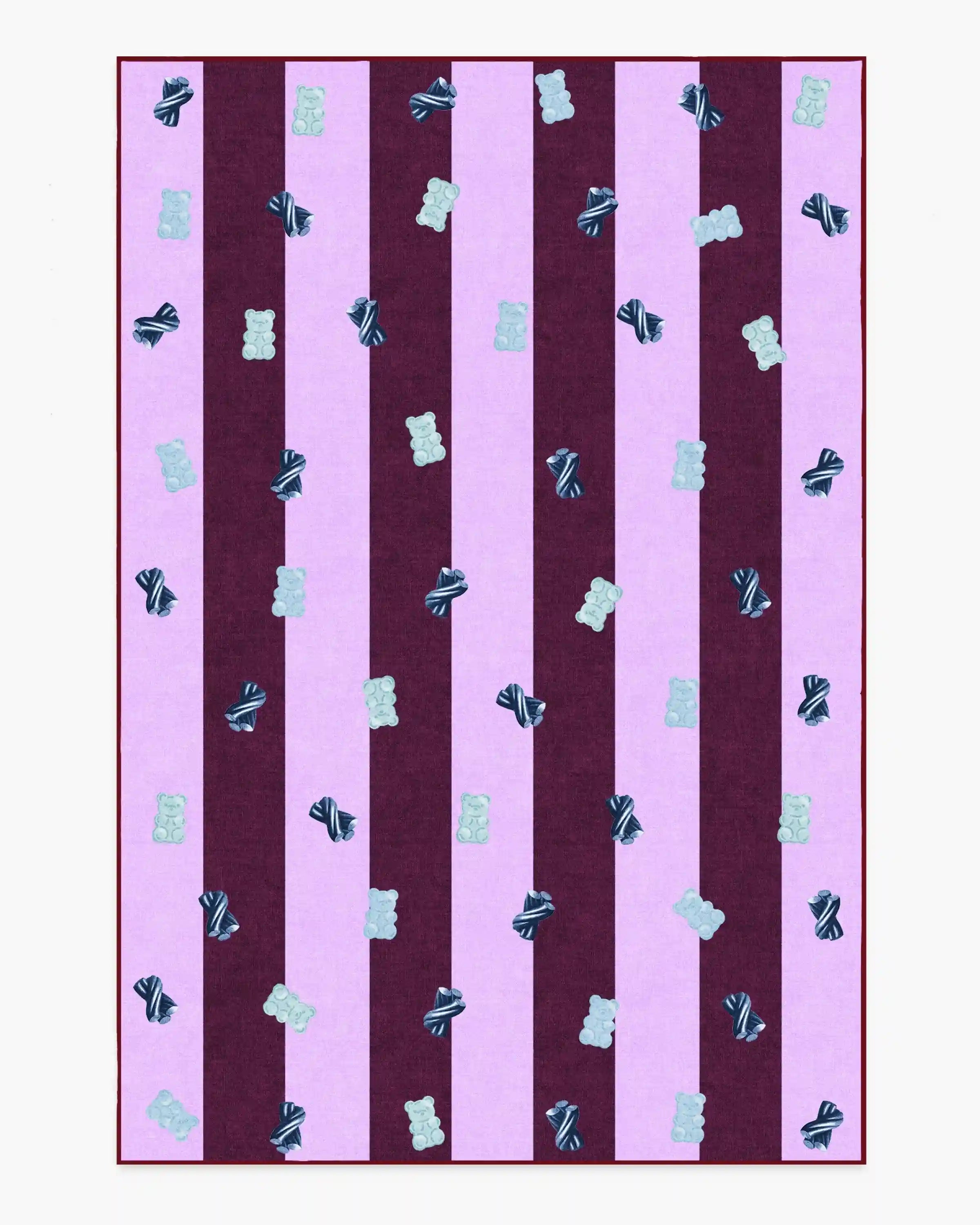 Todd Stripe Gummy Pink & Burgundy Rug by Humberto Leon