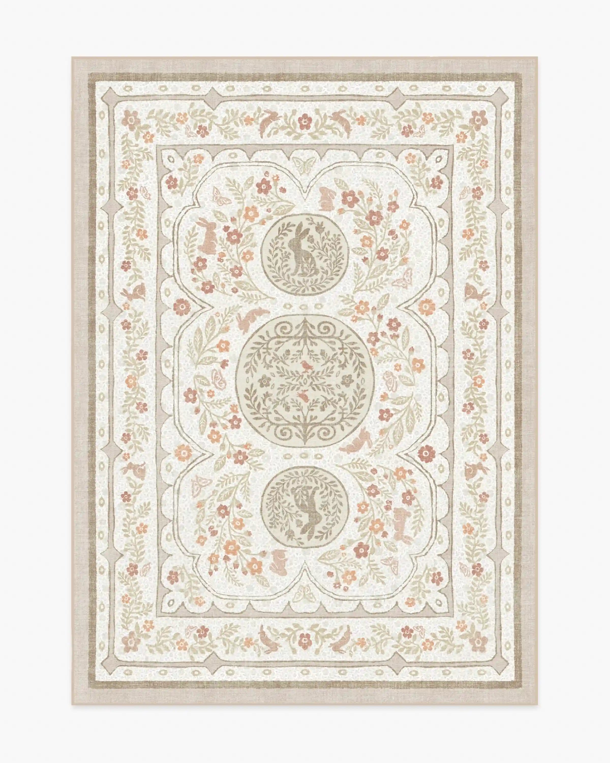 Twin Bunny Border Natural Rug