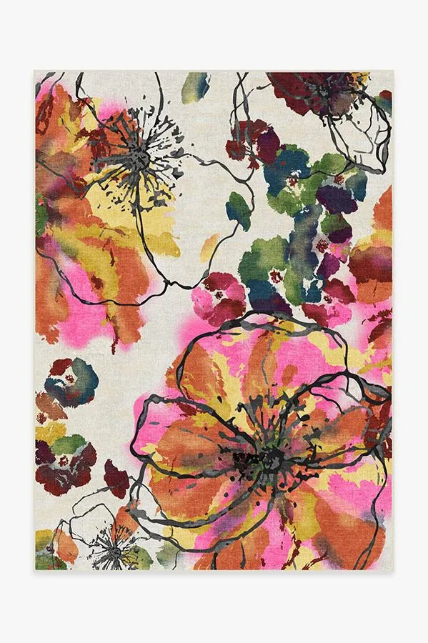 Watercolour Floral Multicolour Rug