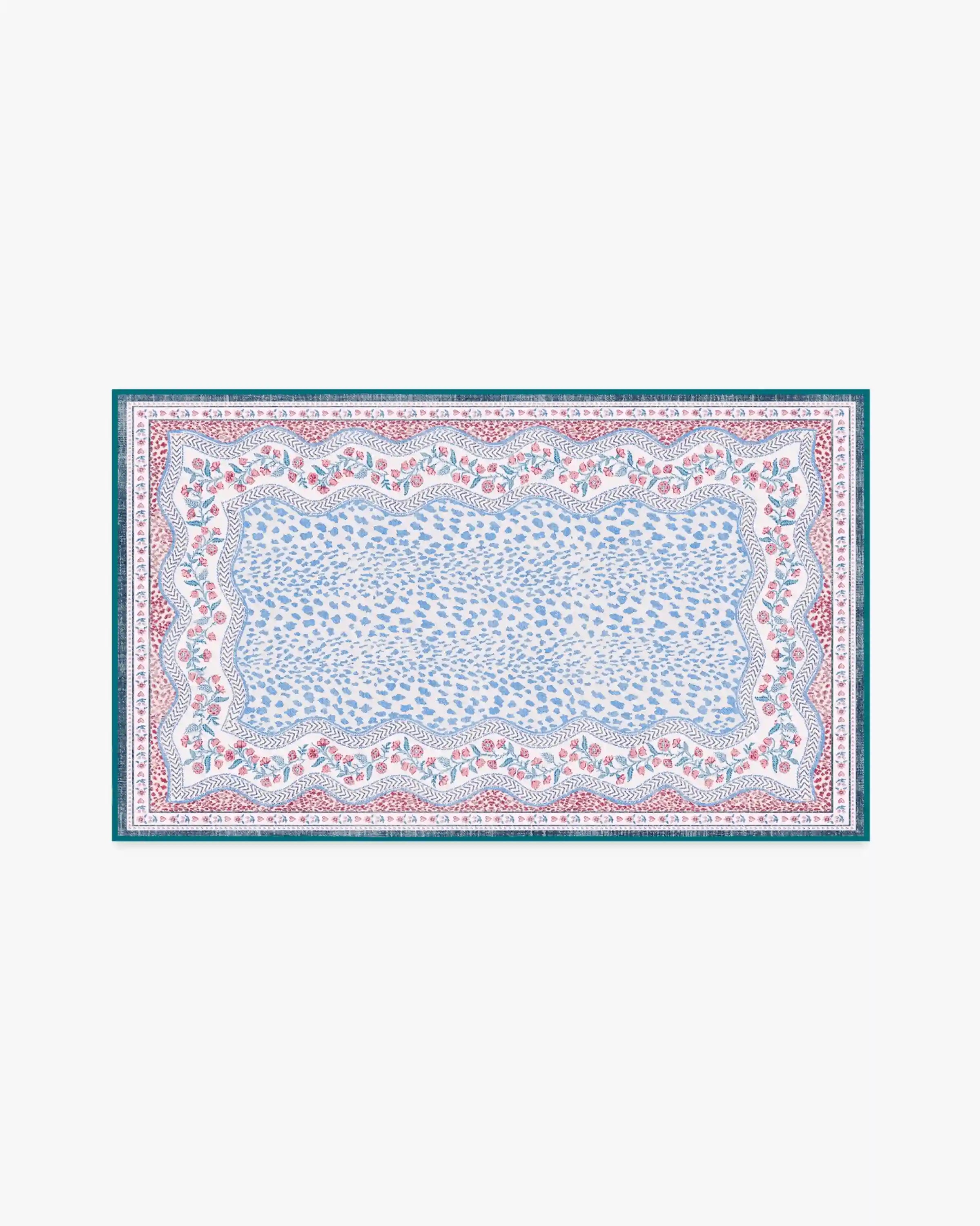 Wendy Animal Border Blue & Pink Rug by Humberto Leon