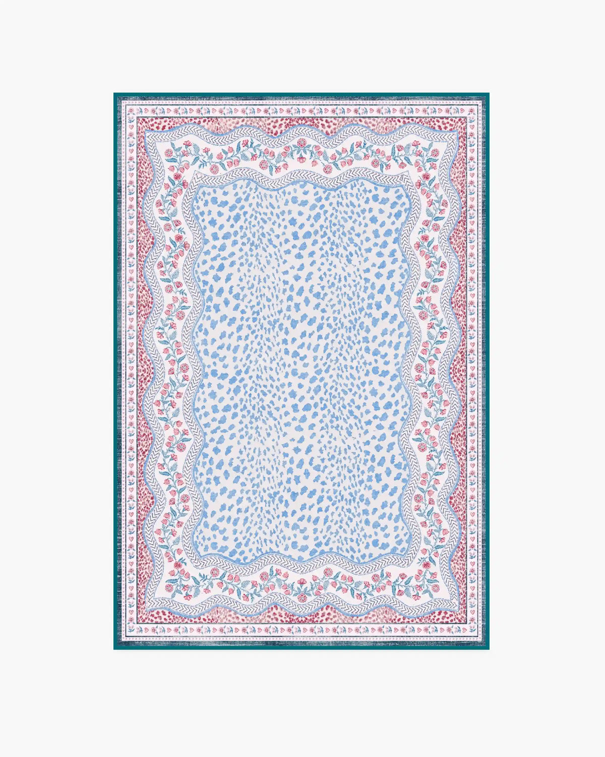 Wendy Animal Border Blue & Pink Rug by Humberto Leon