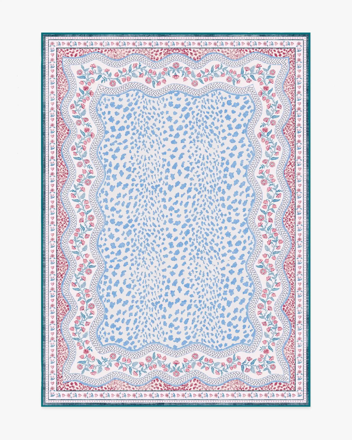 Wendy Animal Border Blue & Pink Rug by Humberto Leon
