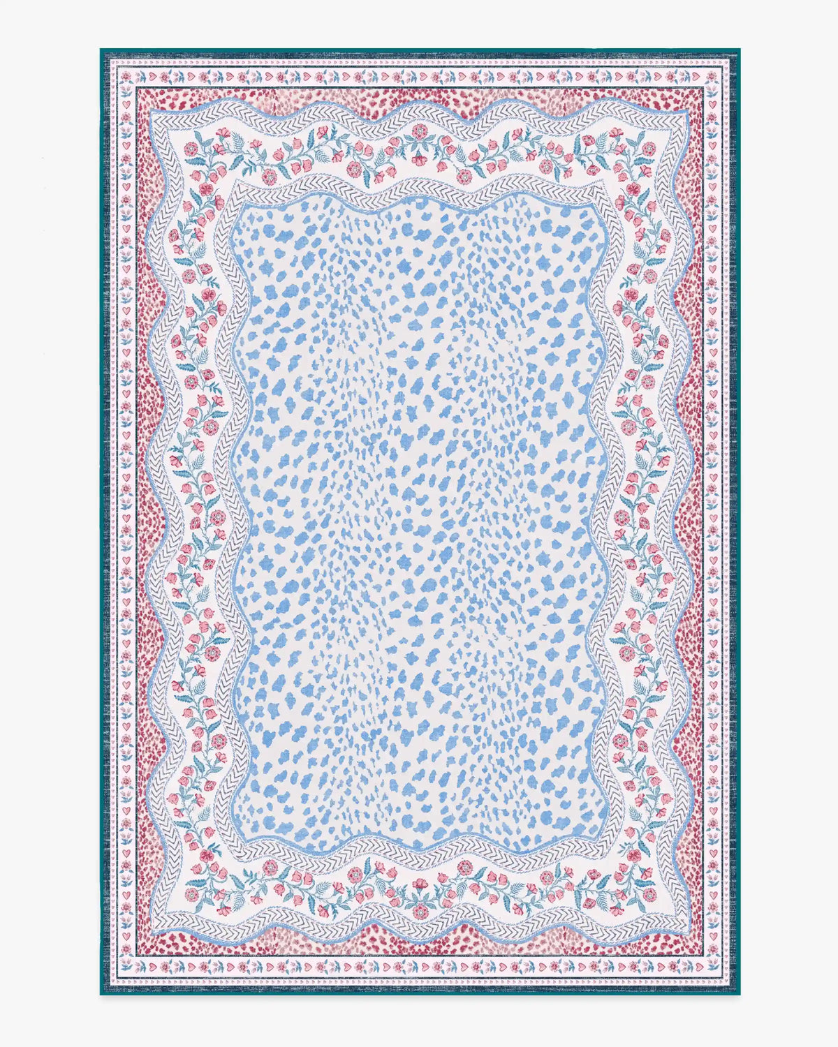 Wendy Animal Border Blue & Pink Rug by Humberto Leon