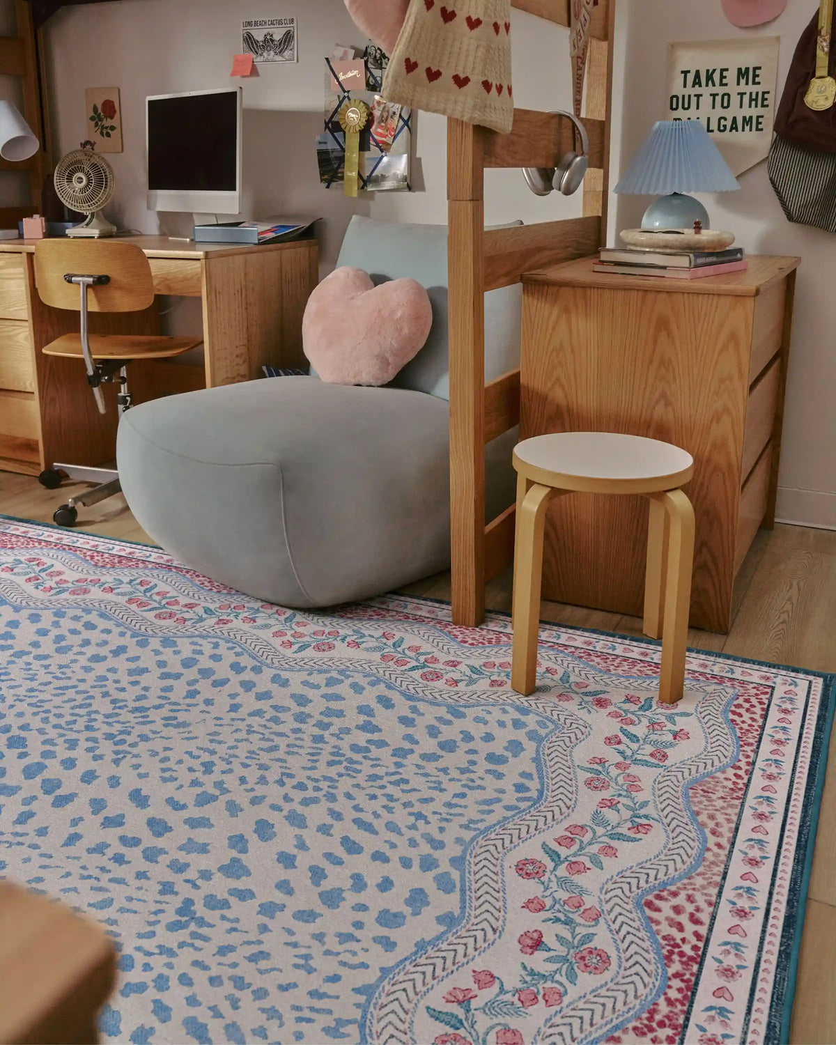 Wendy Animal Border Blue & Pink Rug by Humberto Leon