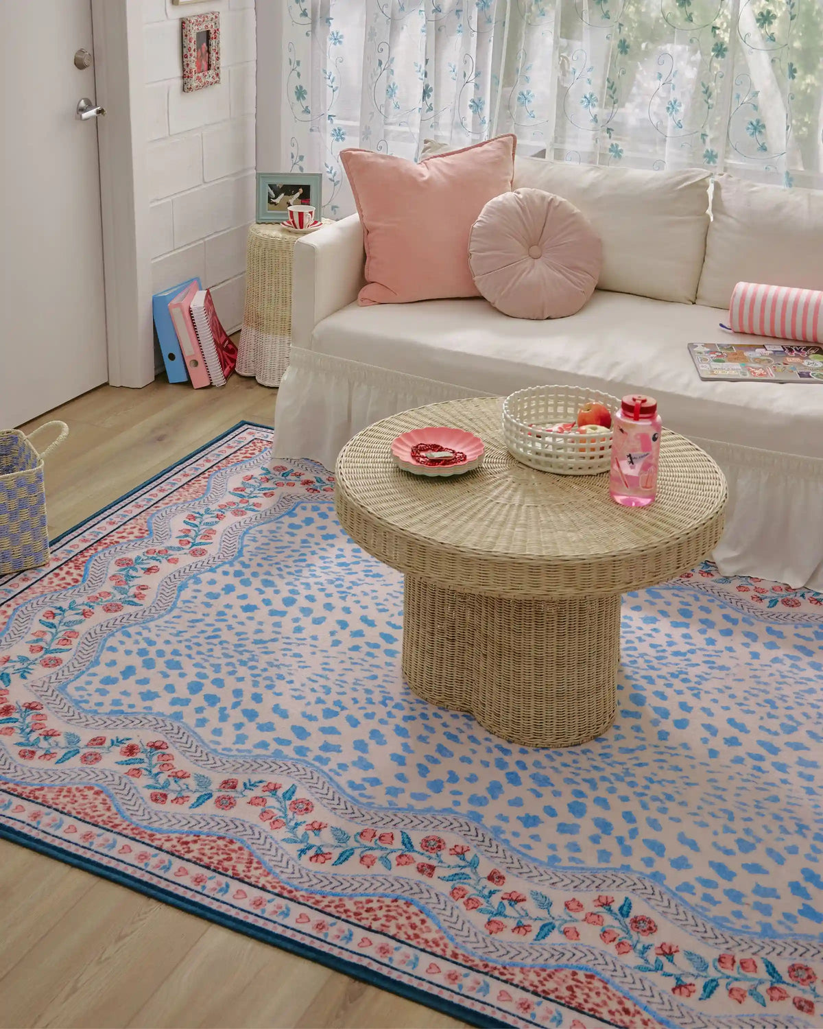 Wendy Animal Border Blue & Pink Rug by Humberto Leon