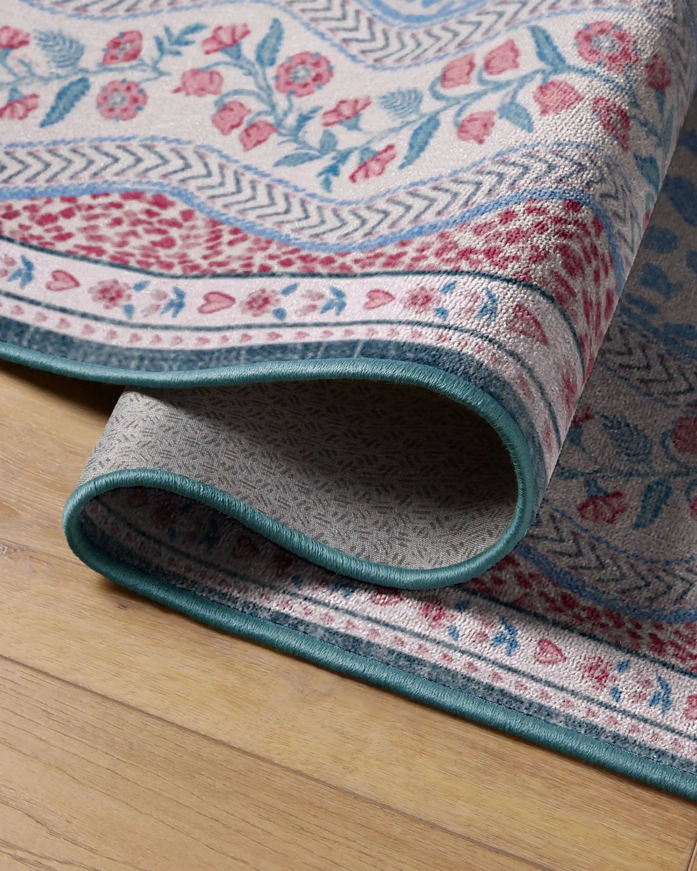 Wendy Animal Border Blue & Pink Rug by Humberto Leon